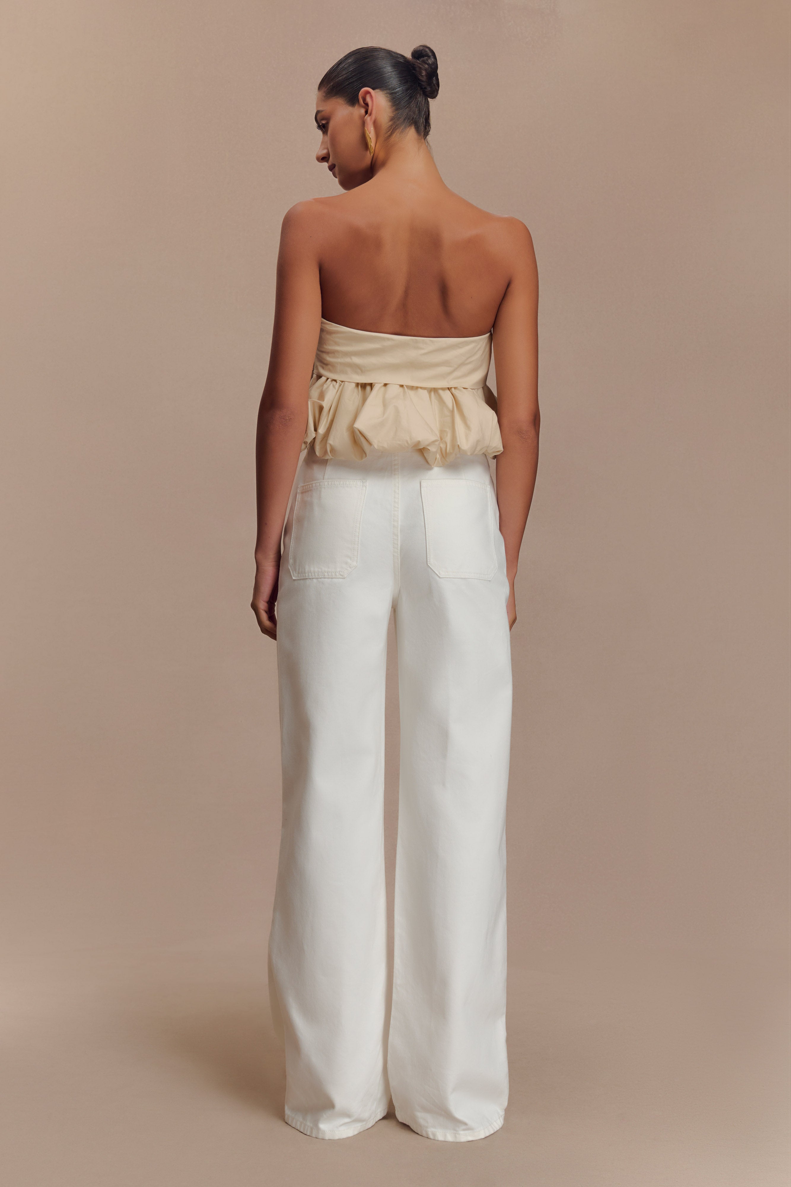 Caitlin Mid Rise Denim Flare Jeans - White、mySite、solidvoid