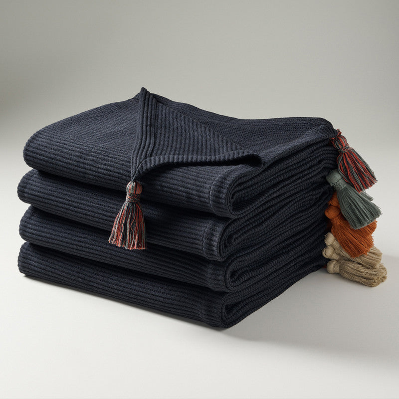 Cotton Bamboo Throw | Cord Rib | Pepper Plum | Sesame、mySite、camillekostekn