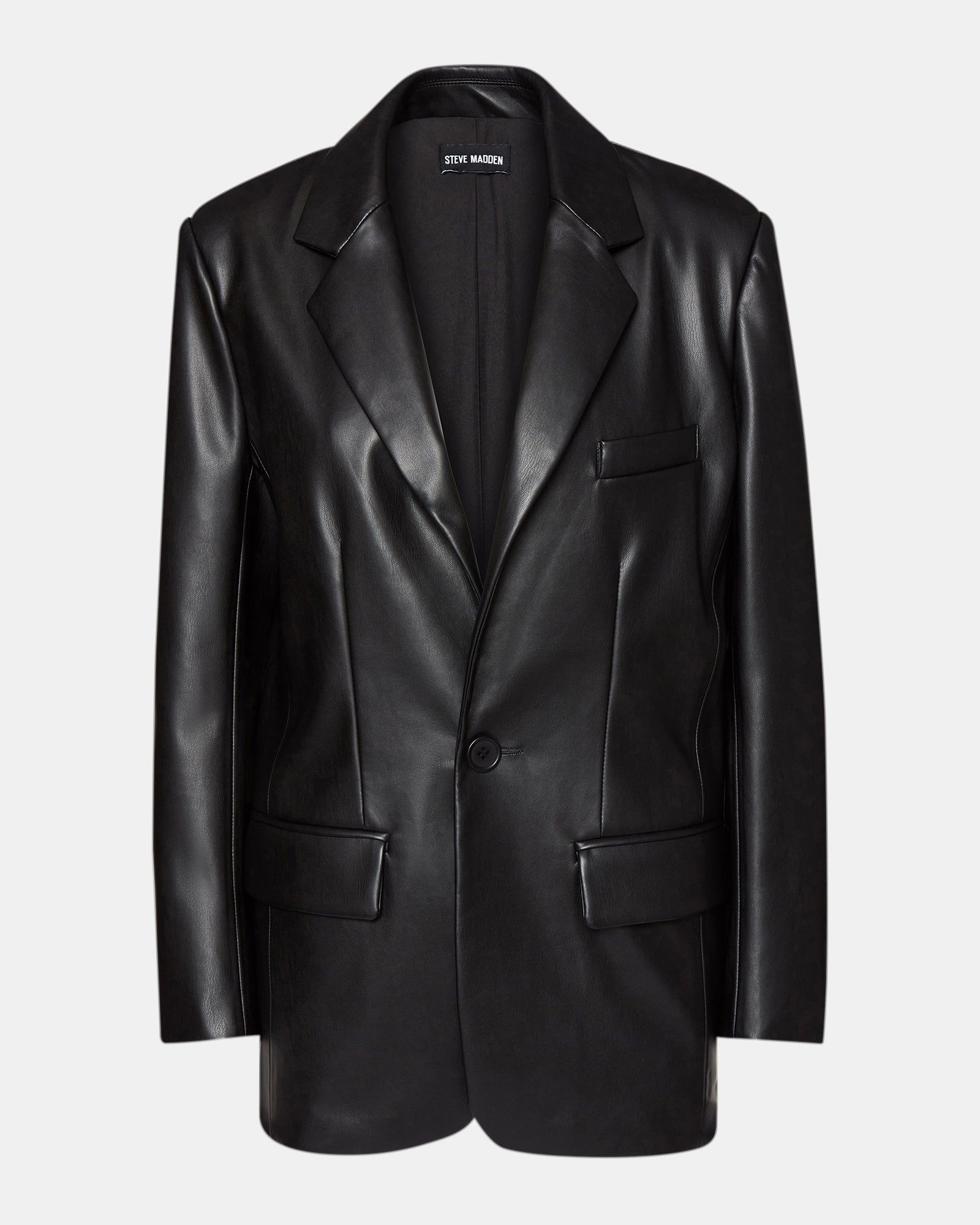 IMAAN FAUX LEATHER BLAZER BLACK、mySite、gtrtttuynbv