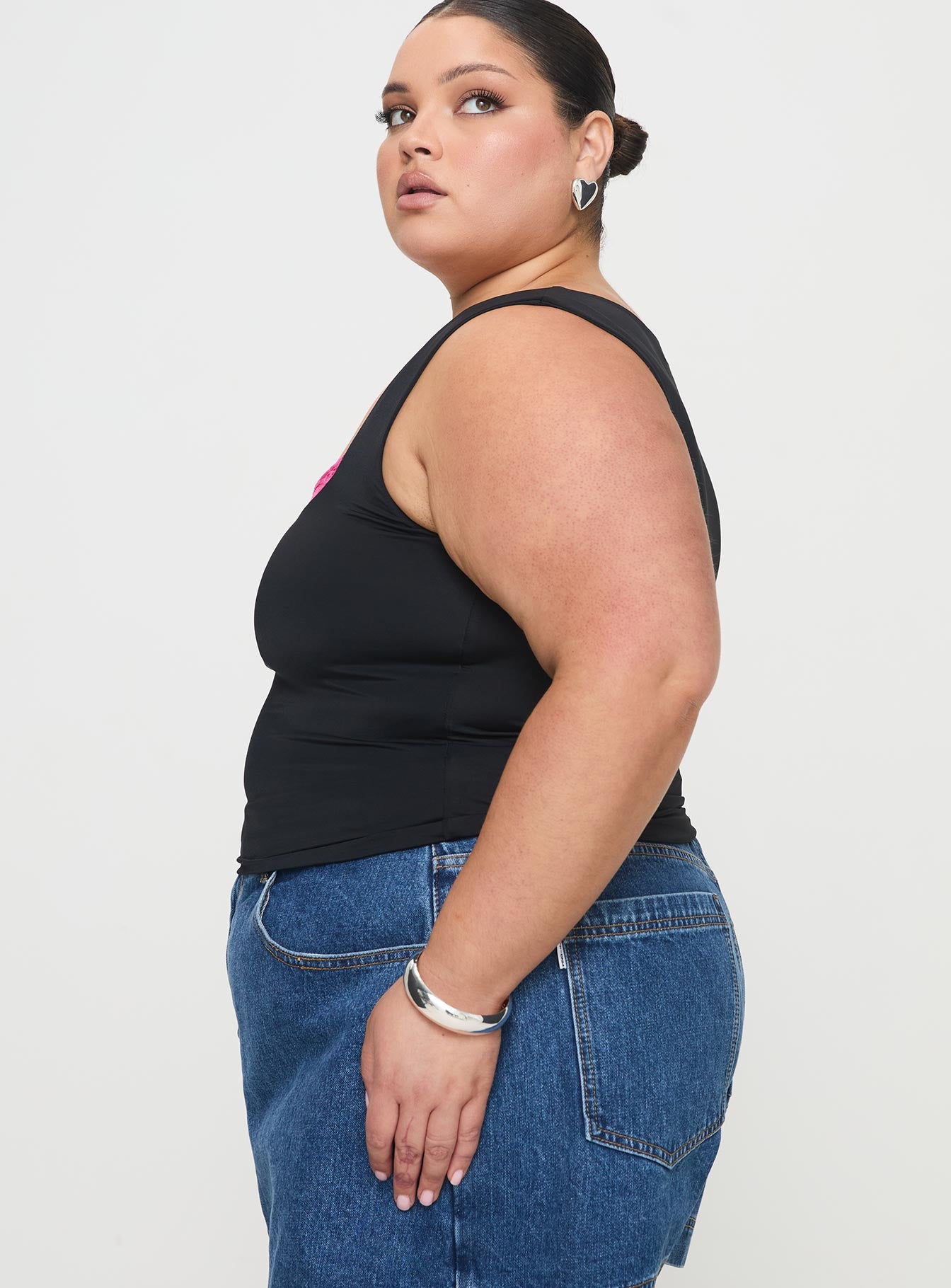 Back In Time Top Black / Pink Lace Curve、mySite、solidvoid