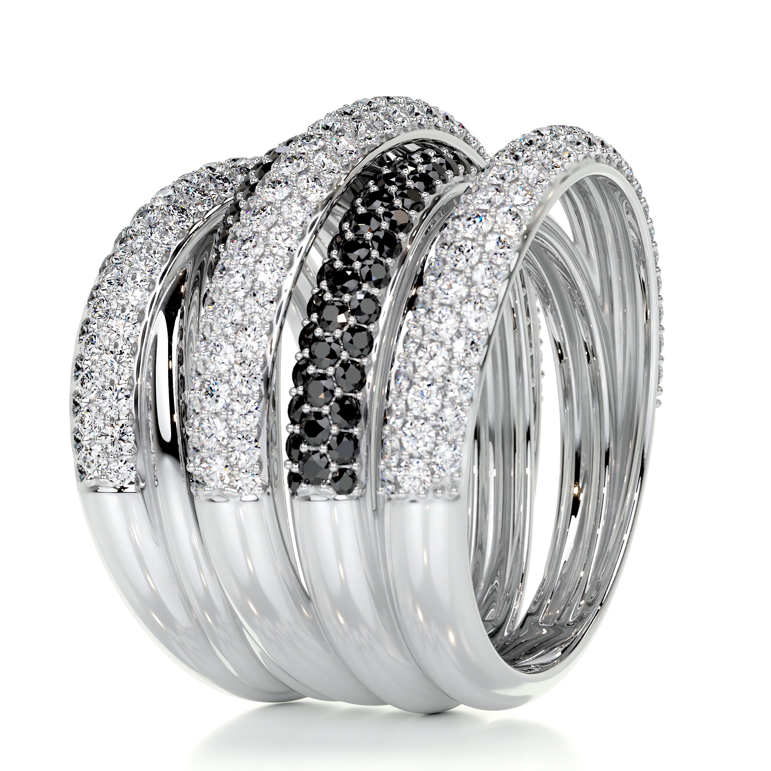 Aurora Black & White Diamond Wedding Ring (3 Carat) -14K White Gold、mySite、hinf8tx79