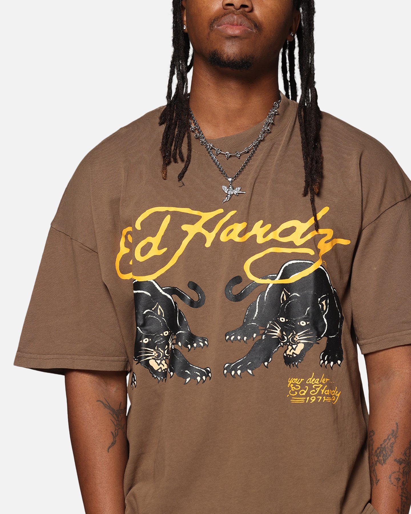 Ed Hardy Pypu Panther T-Shirt Brown、mySite、zt4zffjzw