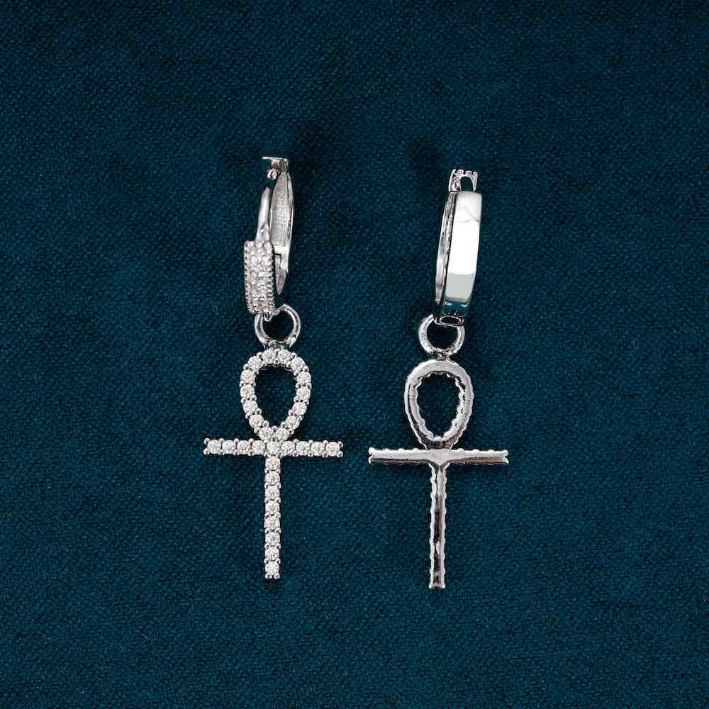 Moissanite Ankh Hoop Earrings 14K Gold、mySite、hinf8tx79
