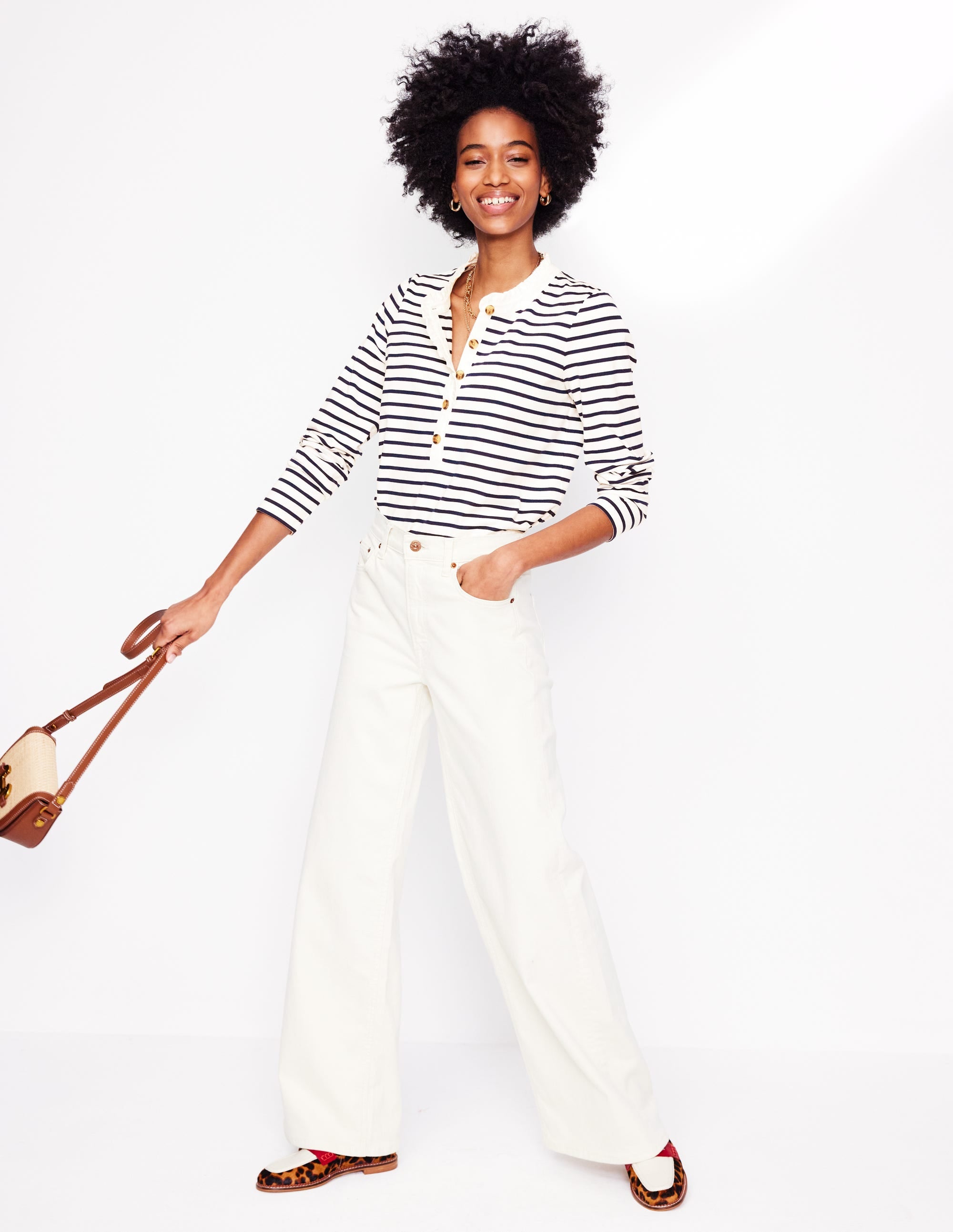  Frill Neck Breton Top-Ivory, Navy、mySite、ashleygrahame