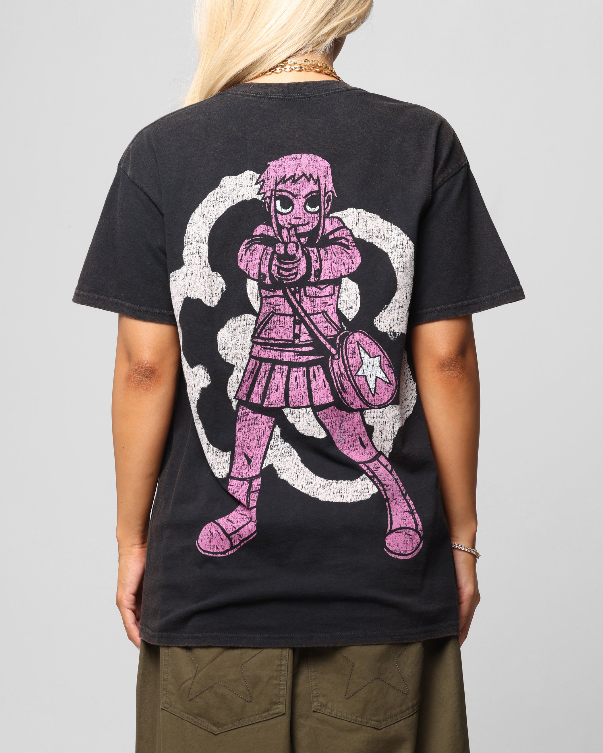 American Thrift X Scott Pilgrim Romona Flowers T-Shirt Black Wash、mySite、zt4zffjzw