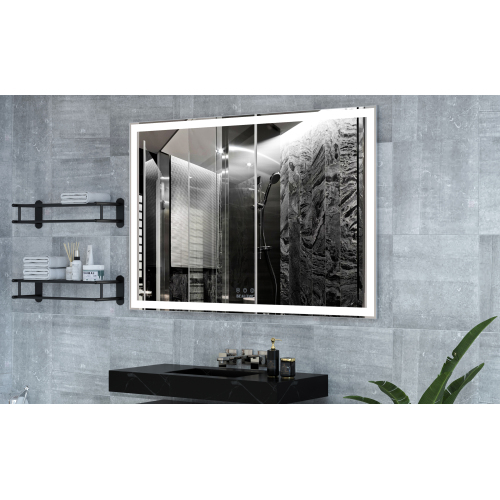 72X32 inch Oversized LED Bathroom Mirror Wall Mounted Mirror with 3 Color Modes Aluminum Frame Wall Mirror Large Full Length Mirror with Lights Lighted Full Body Mirror for Bedroom Living Room, Silver、、xpatfood