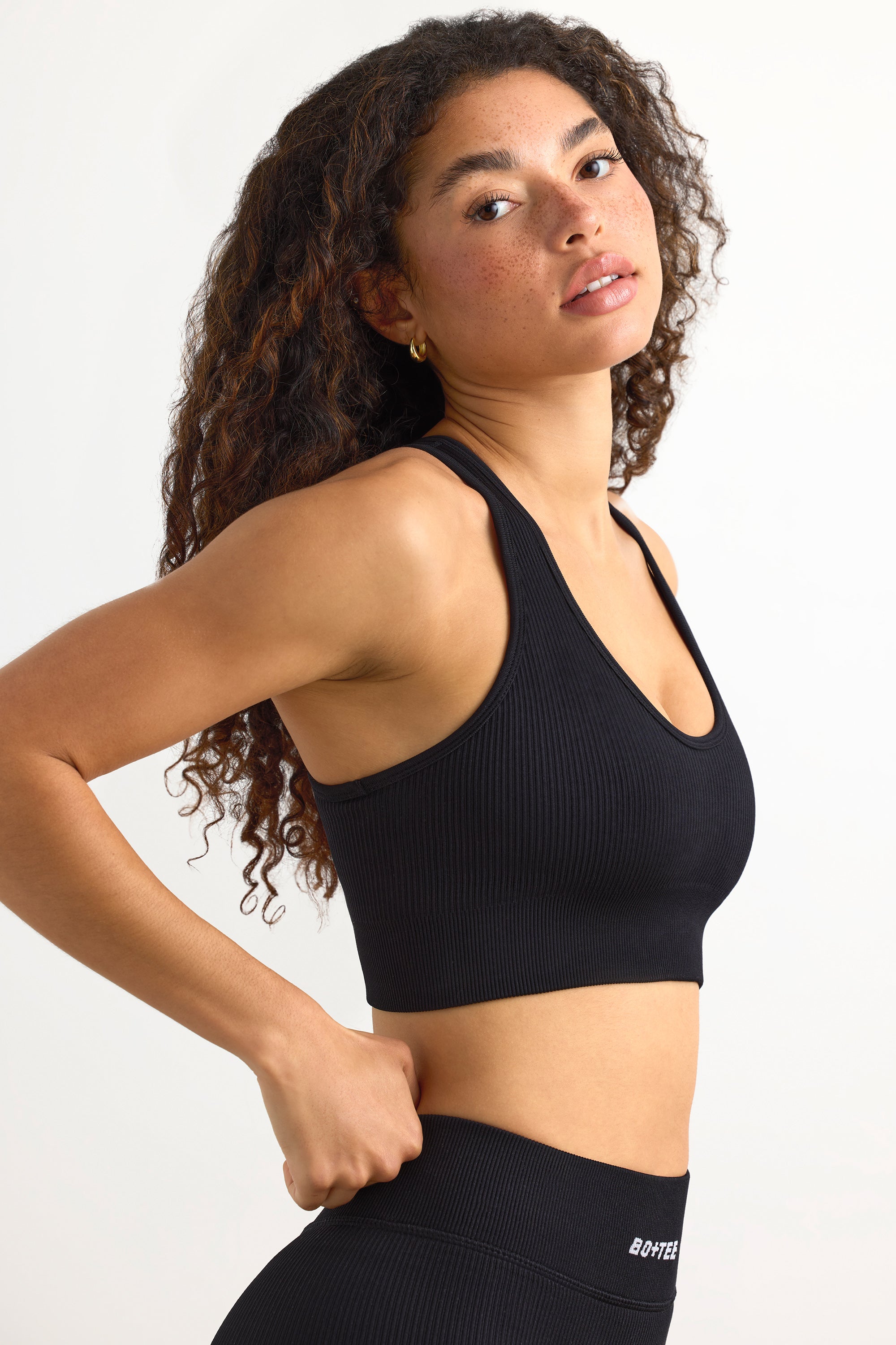 FlexiRib Racerback Sports Bra in Black、mySite、solidvoid