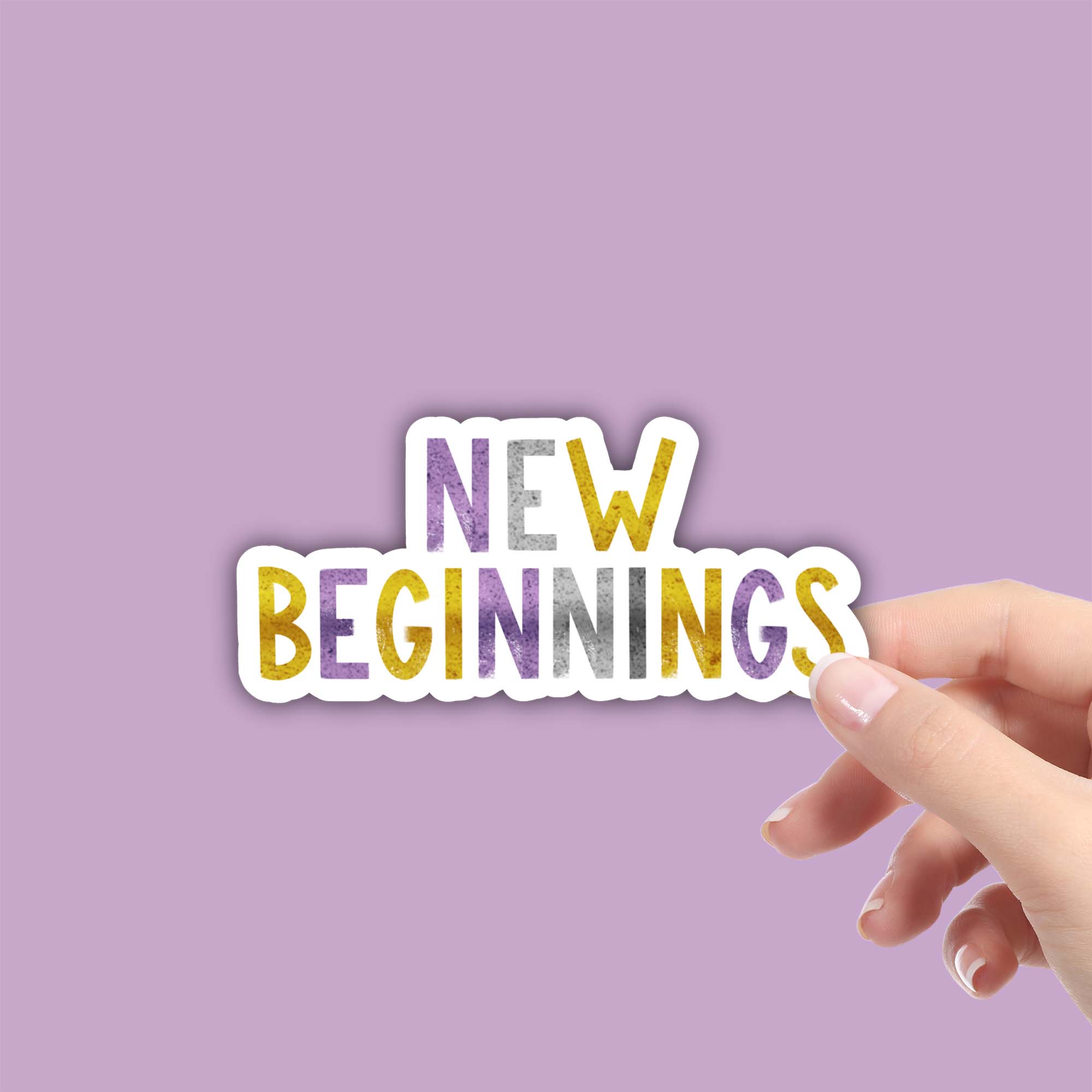  New Beginnings Positivity Lettering Sticker - Purple、mySite、ghnorth