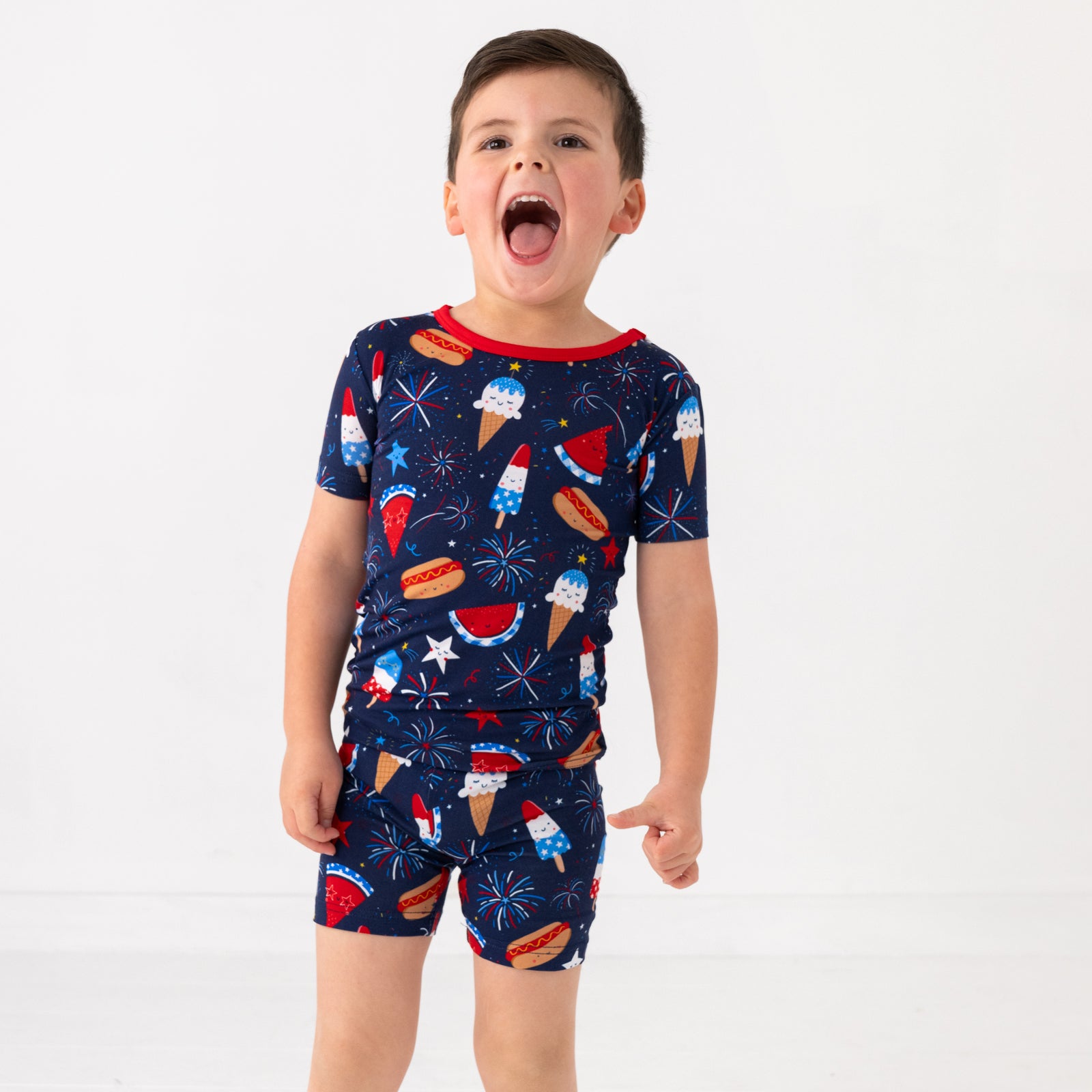  Snacks & Sparkles Two-Piece Short Sleeve & Shorts Pajama Set、mySite、layawaytickets