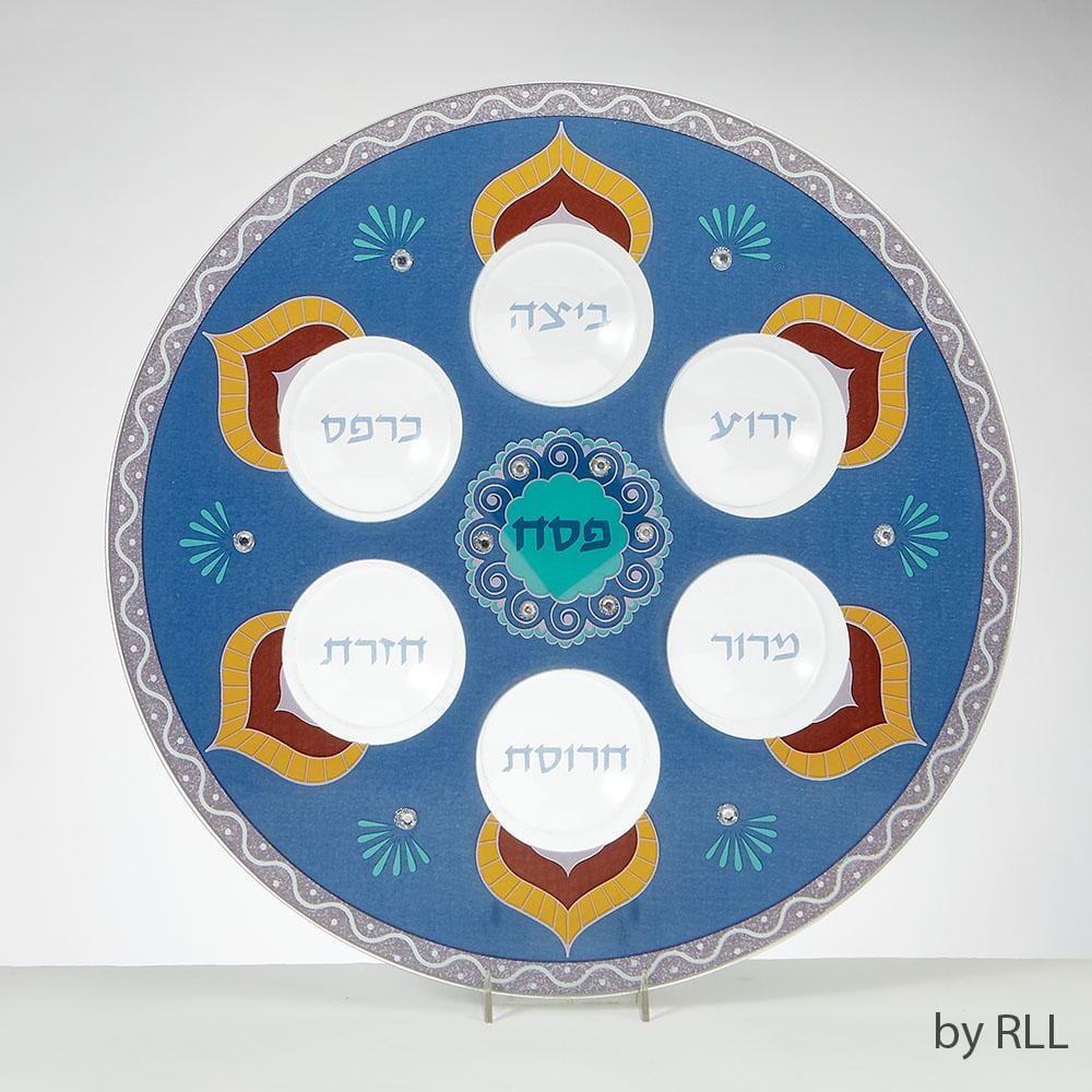 Glass Hand-Decorated Blue Gemstones Seder Plate、mySite、topwebapps