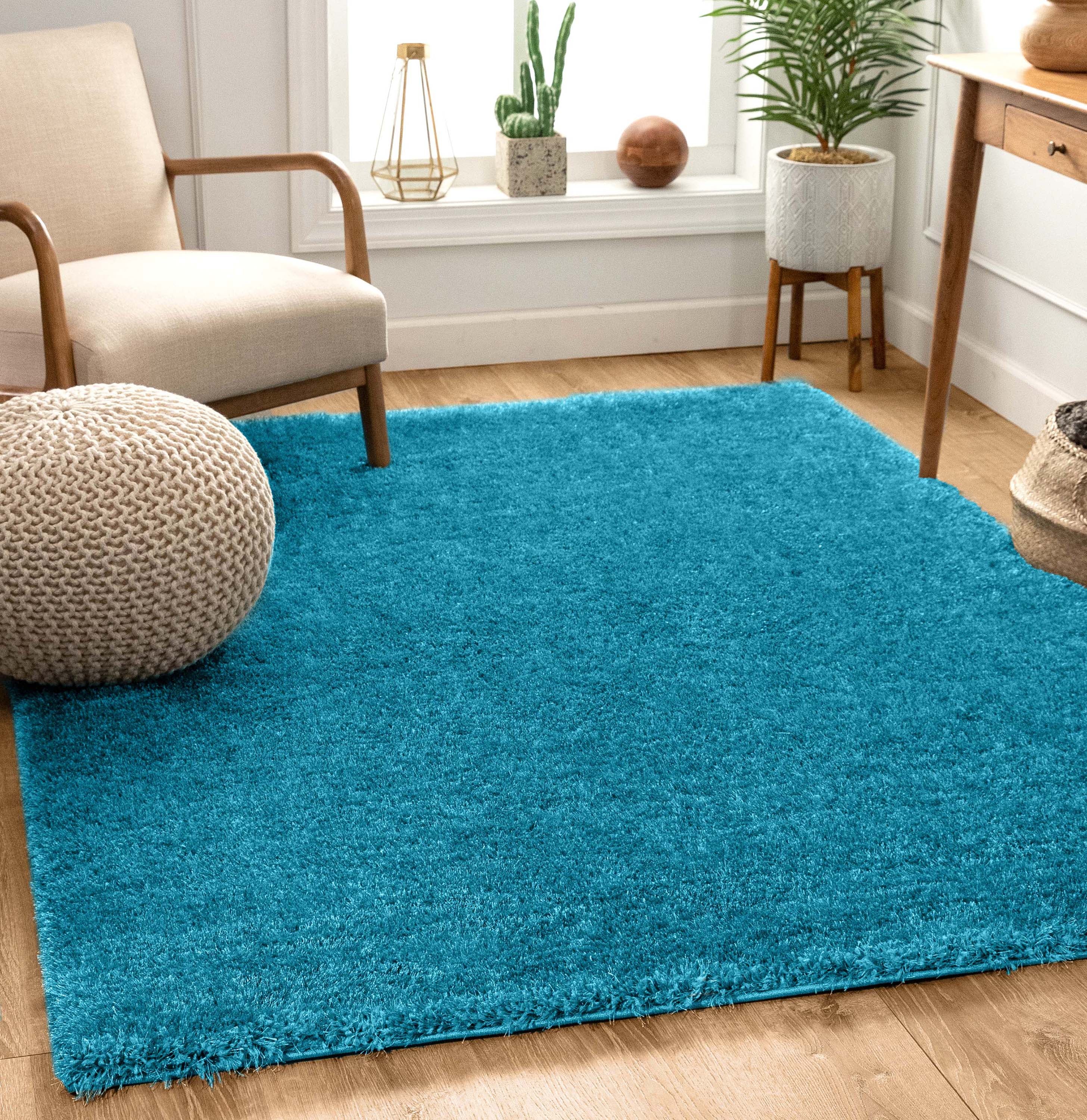 Feather Collection Liza Blue Shag Rug – Sparkly, Plush, Minimalist Glam、mySite、gigharbornorthrealestate