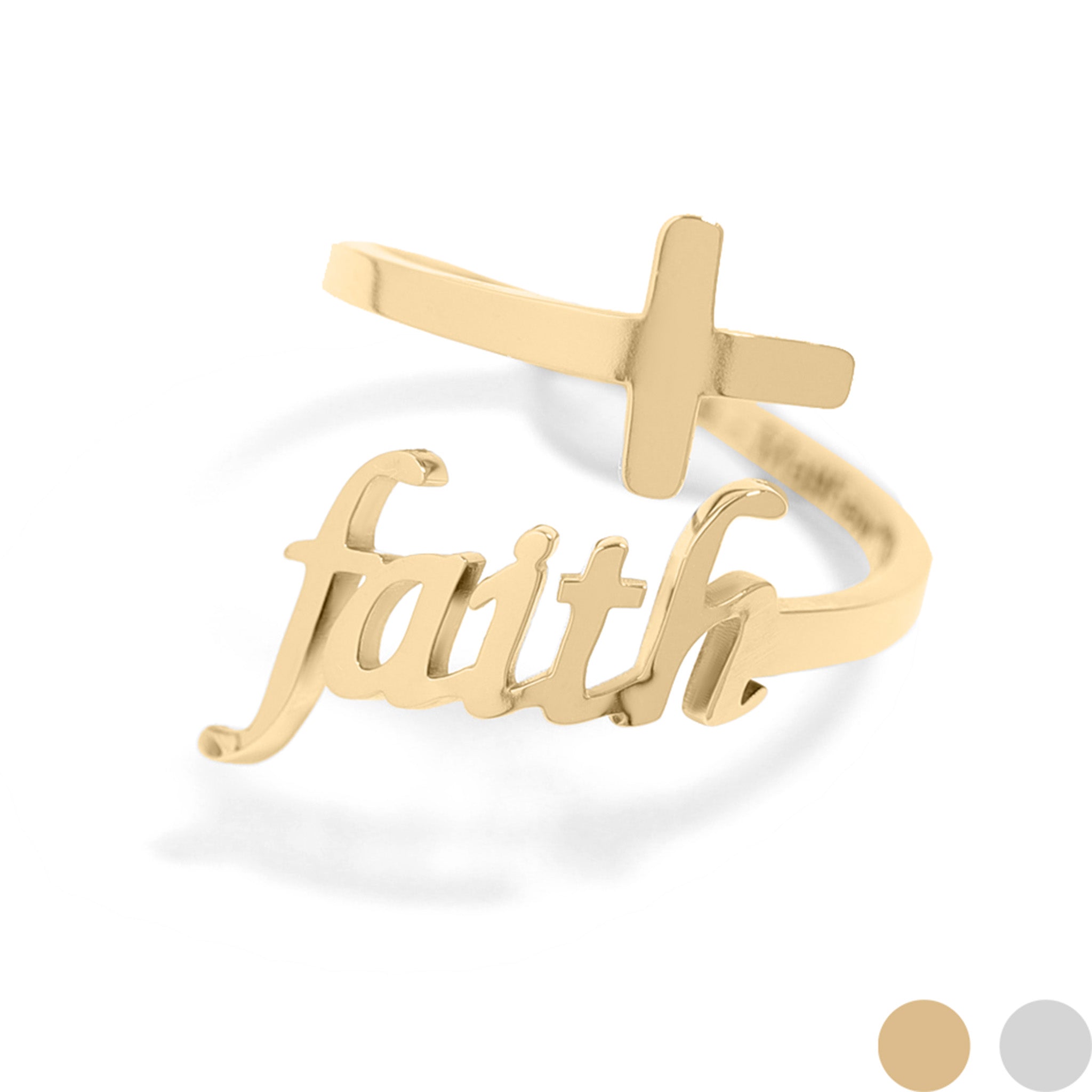 18K Gold PVD Stainless Steel Adjustable Faith Ring / KSS0008、mySite、dreamappss