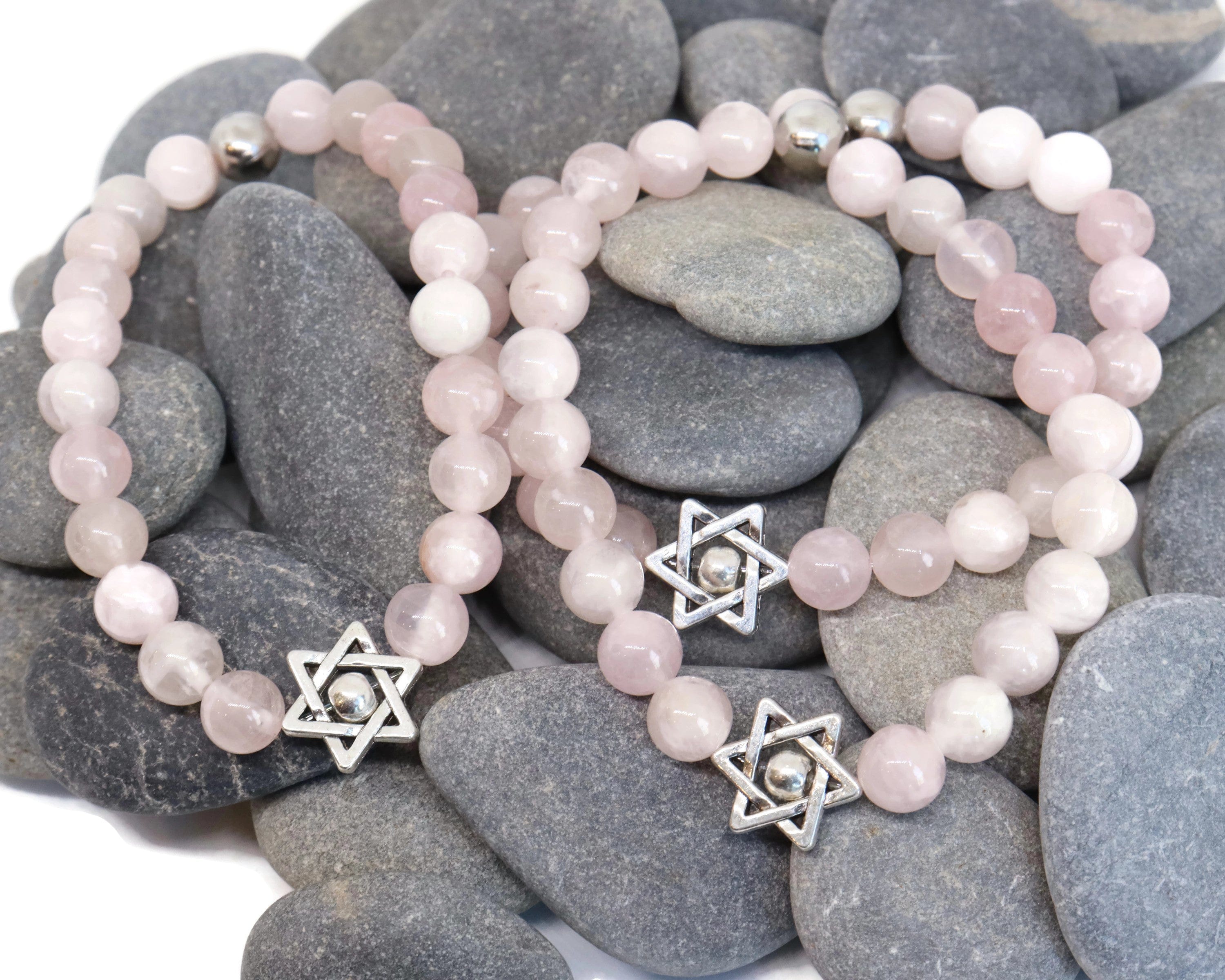 Rose Quartz Star of David Beaded Bracelet、mySite、topwebapps
