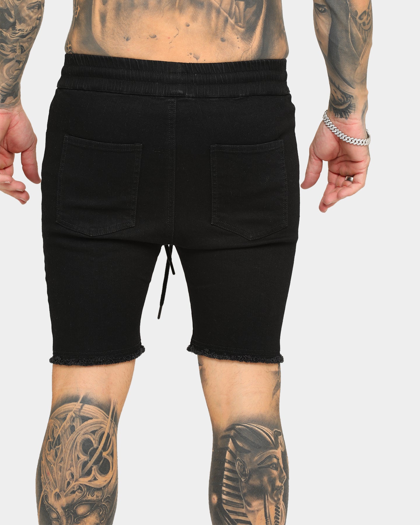 ENES Gunner Skinny Ripped Shorts Black、mySite、zt4zffjzw