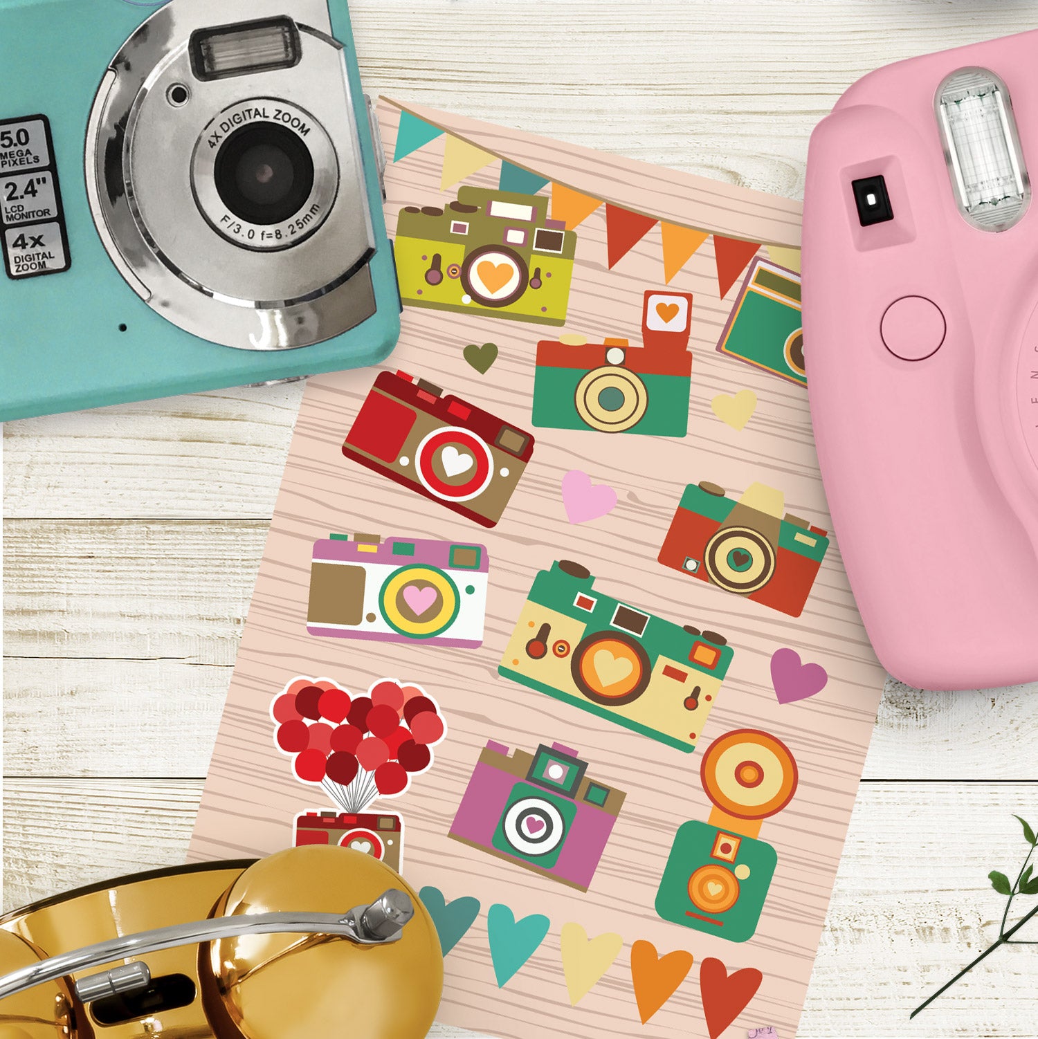  Vintage Cameras Sticker Sheet、mySite、ghnorth