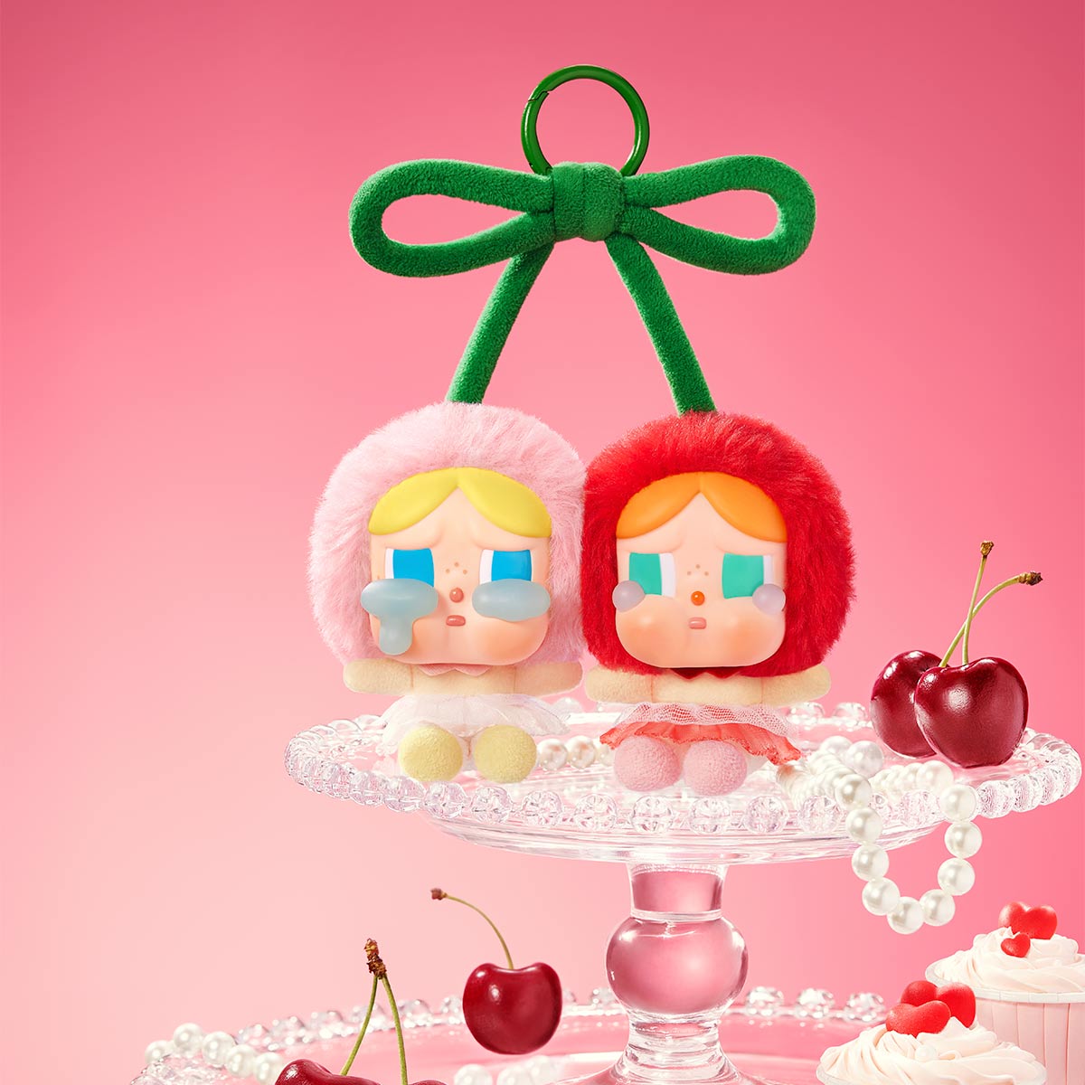  【NEW】Pop Mart CRYBABY Crying For Love Series-Vinyl Plush Hanging Card (Love You Cherry Much)、mySite、greenlandpopulation