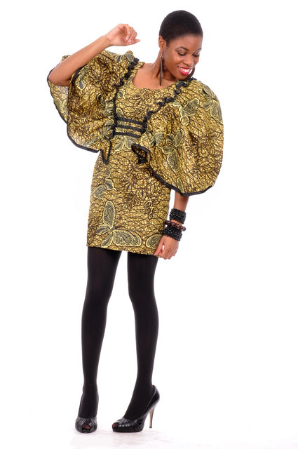 Oversized-sleeve African Print Clothing Dress、mySite、solidvoid