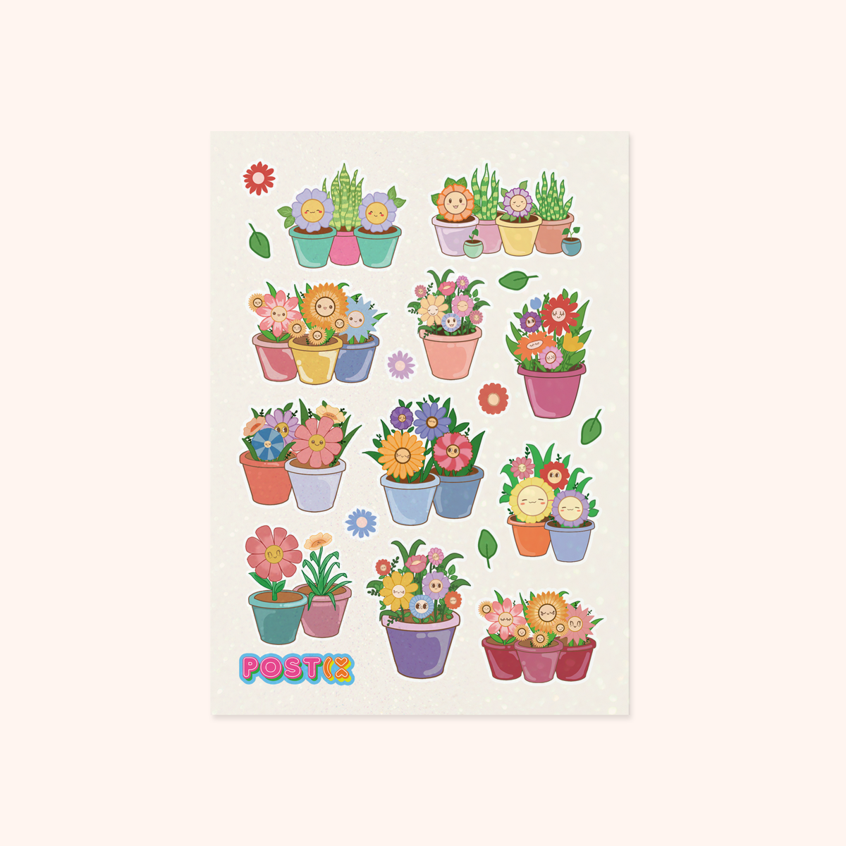  Kawaii Pot Plants Hologram Sticker Sheet、mySite、ghnorth