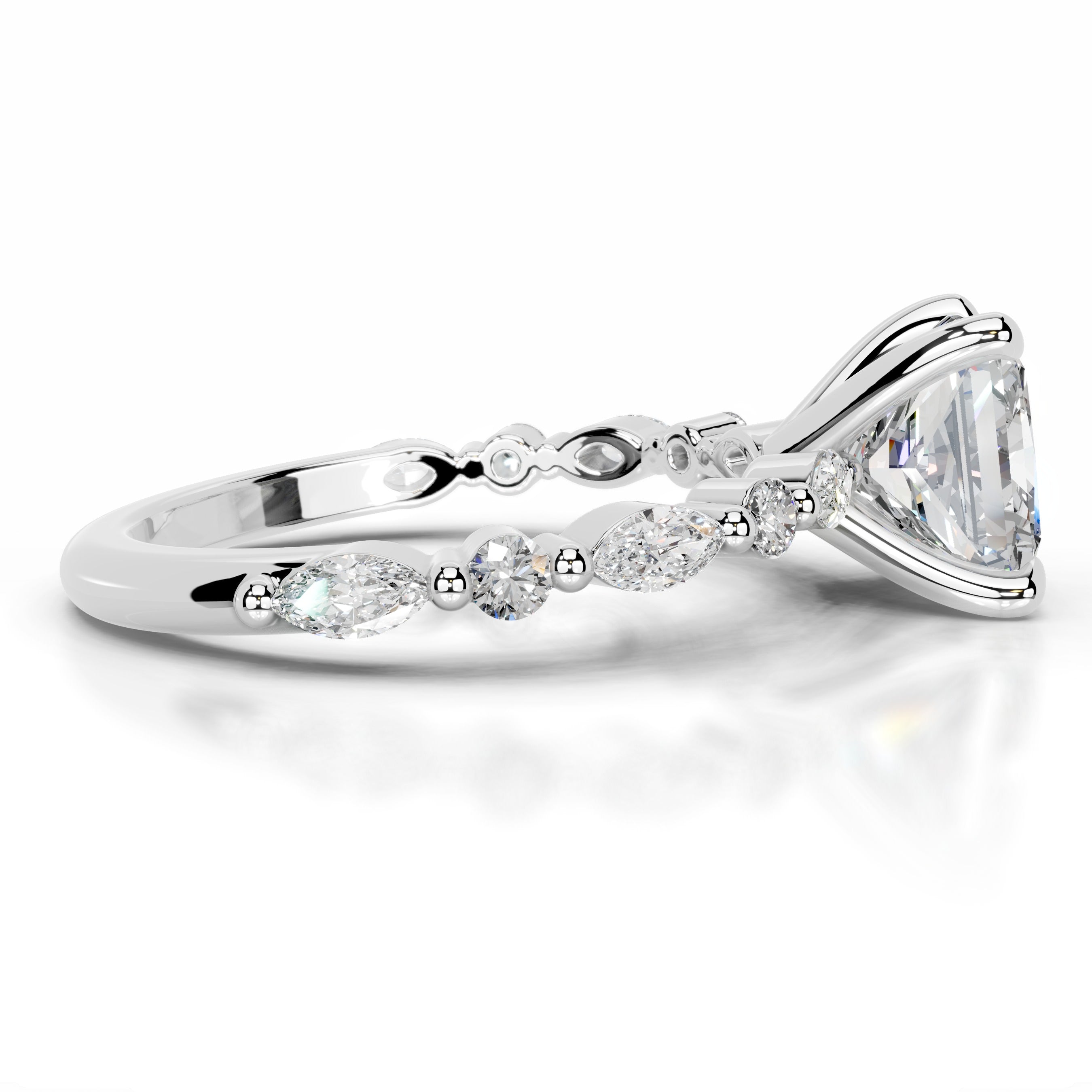 Lagertha Moissanite & Diamond Ring - 18K White Gold、mySite、hinf8tx79