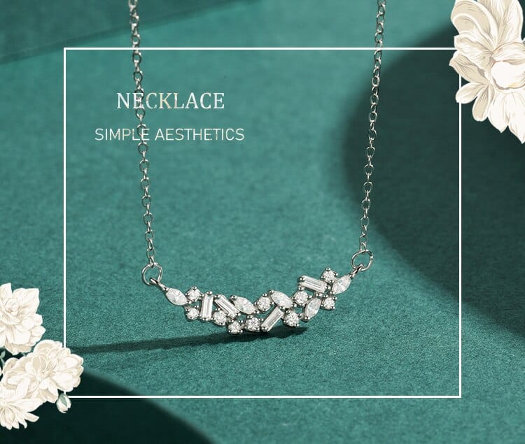 Delicate Multi-Shape Gemstone Necklace Feminine Fine 925 Sterling Silver、mySite、g9winljtr