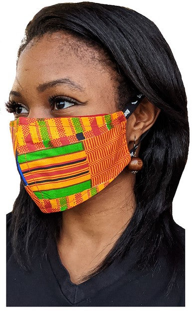 Cotton Kente African Print Reusable, Face Mask Cover、mySite、solidvoid