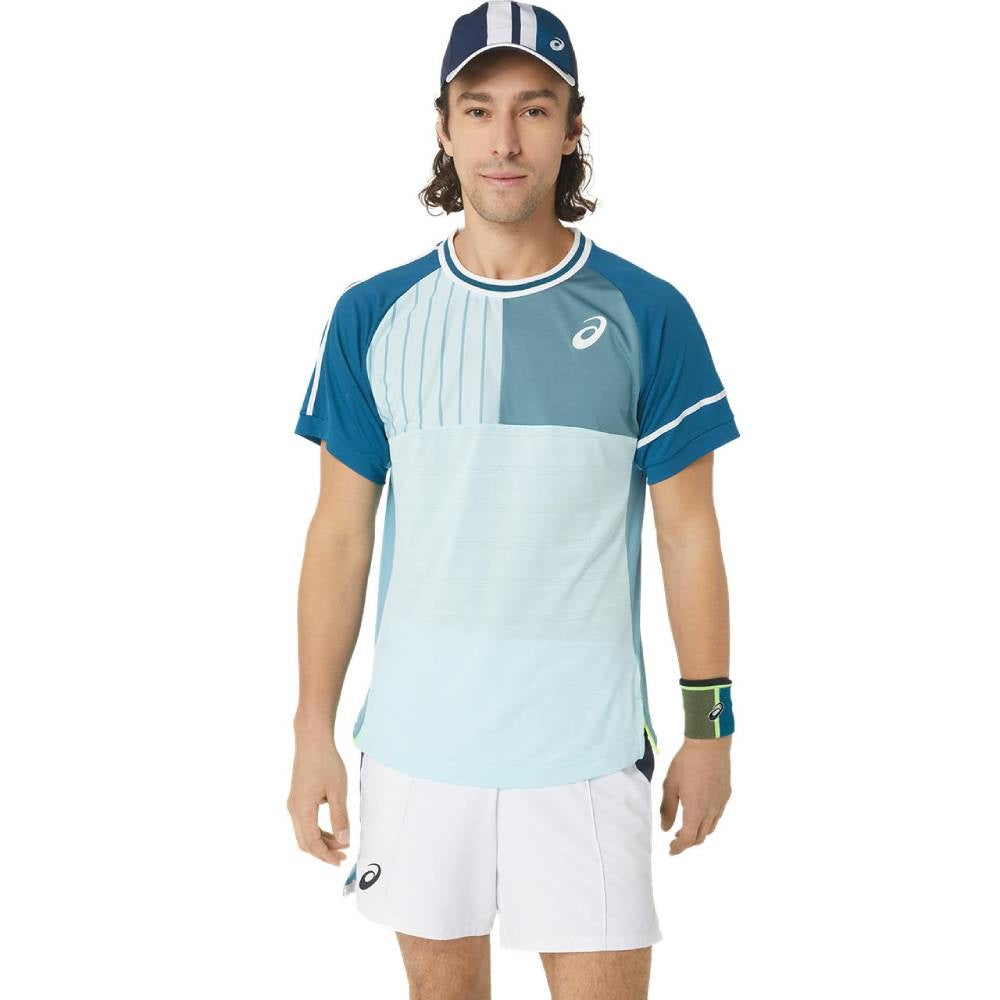 Asics Men's Match Short Sleeve Tee Top (Blue)