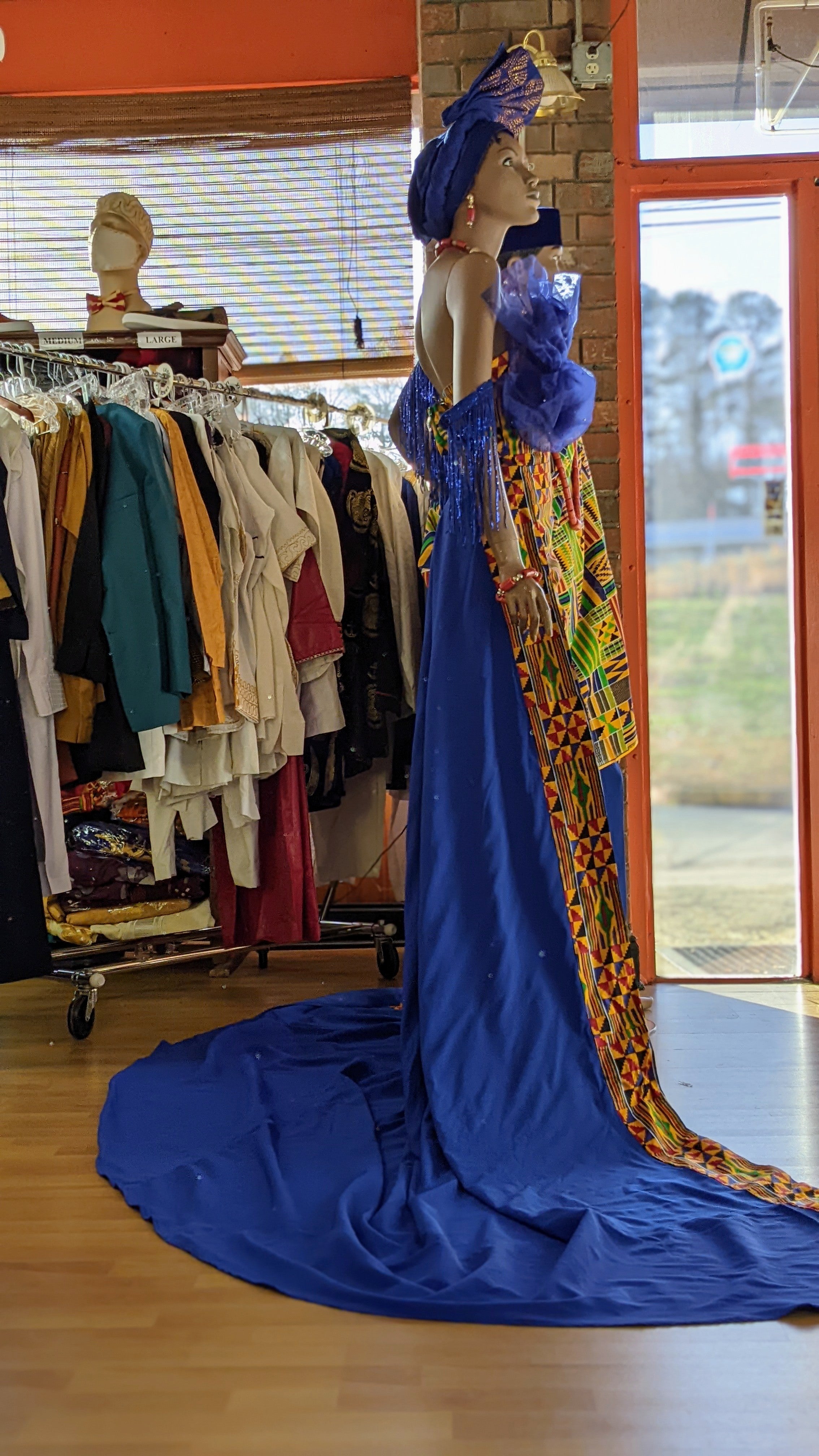 Efia African Dress with detachable train - DPWA321、mySite、solidvoid