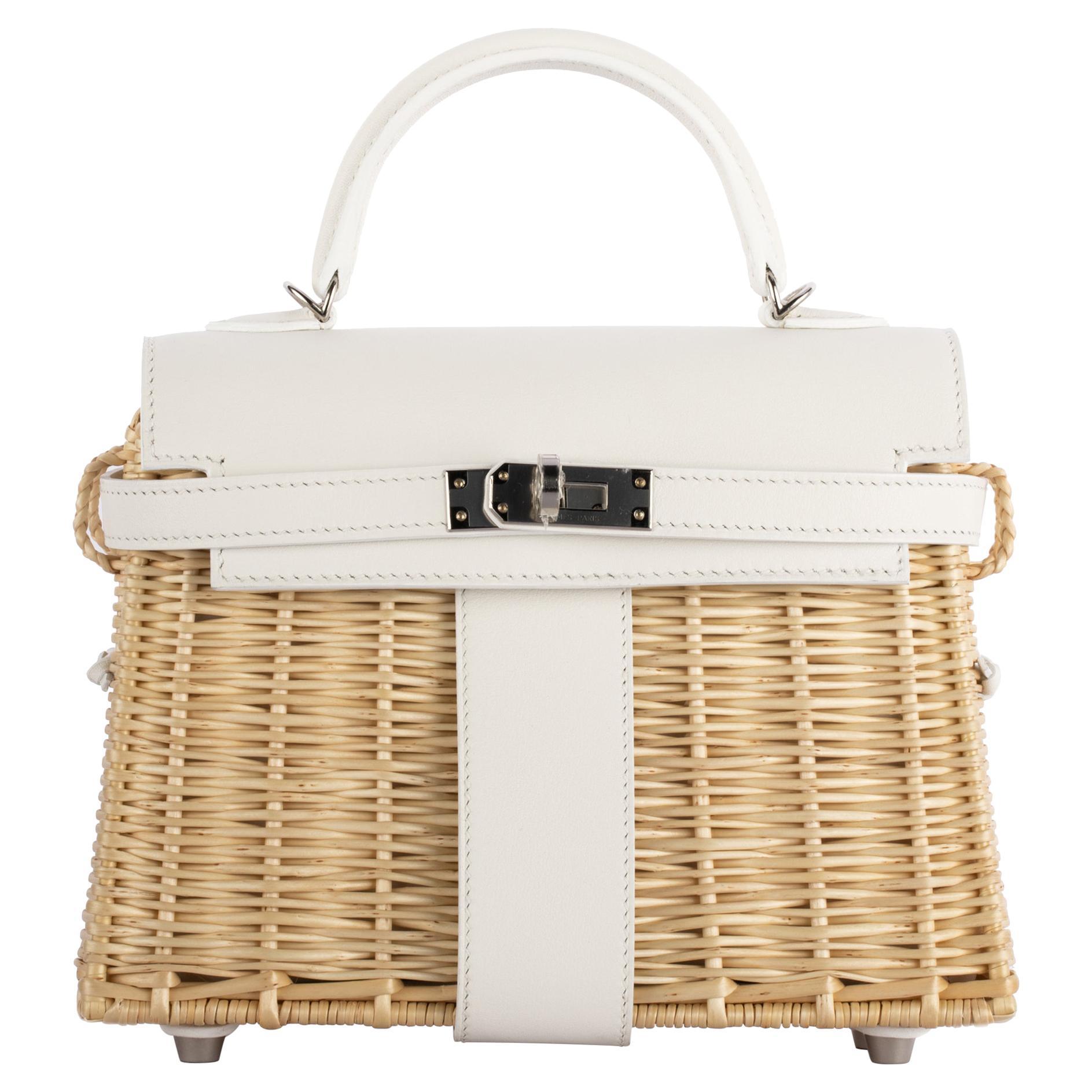 Hermès Kelly 20 Mini Picnic White, Swift & Osier Wicker Palladium Hardware、mySite、garminoutage.com