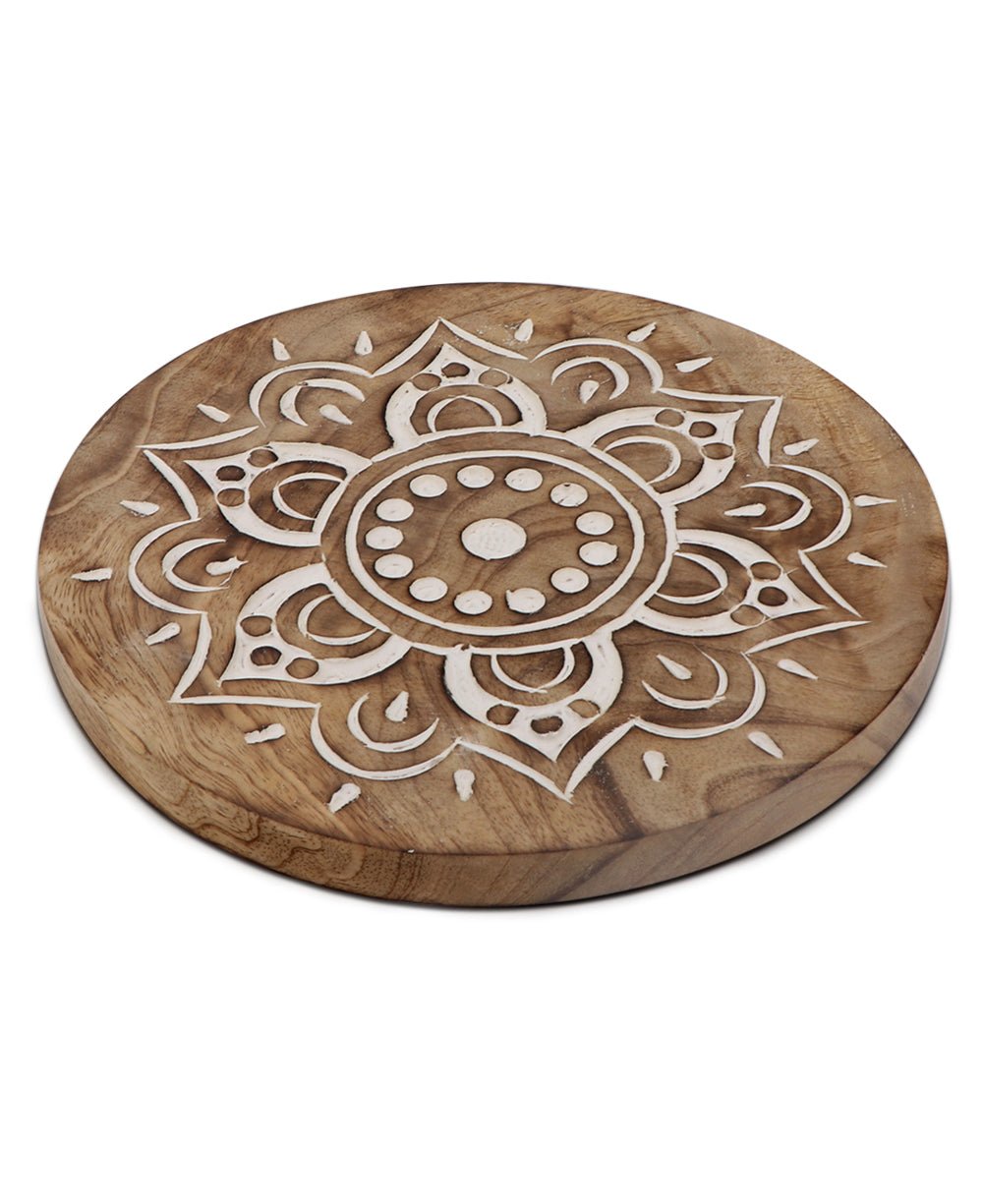 Fairtrade Hand Carved Wood Mandala Trivet、mySite、topwebapps