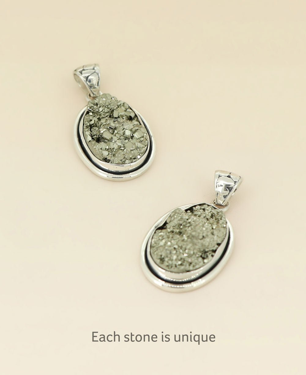 Sterling Silver Pyrite Gemstone Pendant、mySite、topwebapps