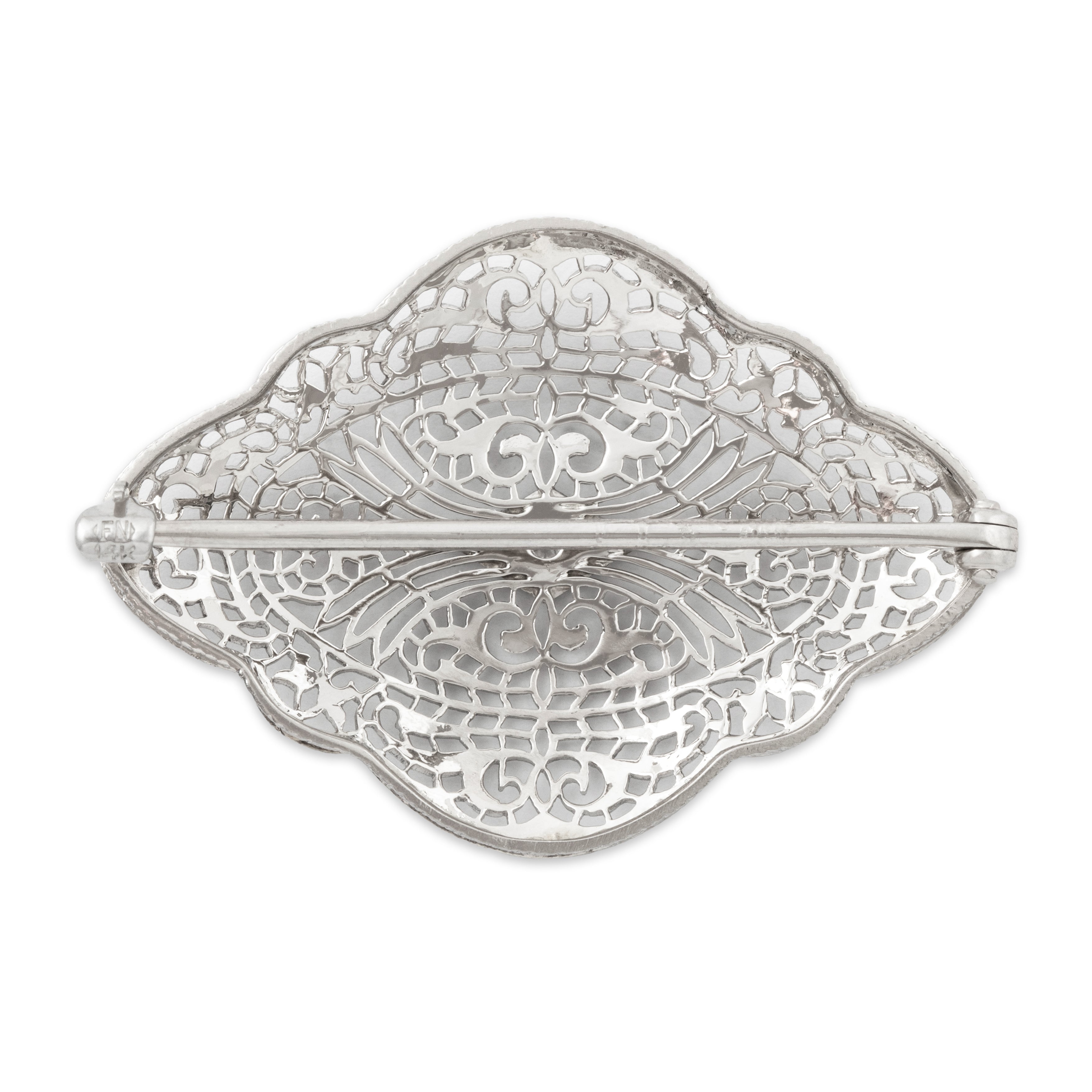 Antique Art Deco 14k White Gold Diamond Filigree Pin / Brooch、mySite、hinf8tx79