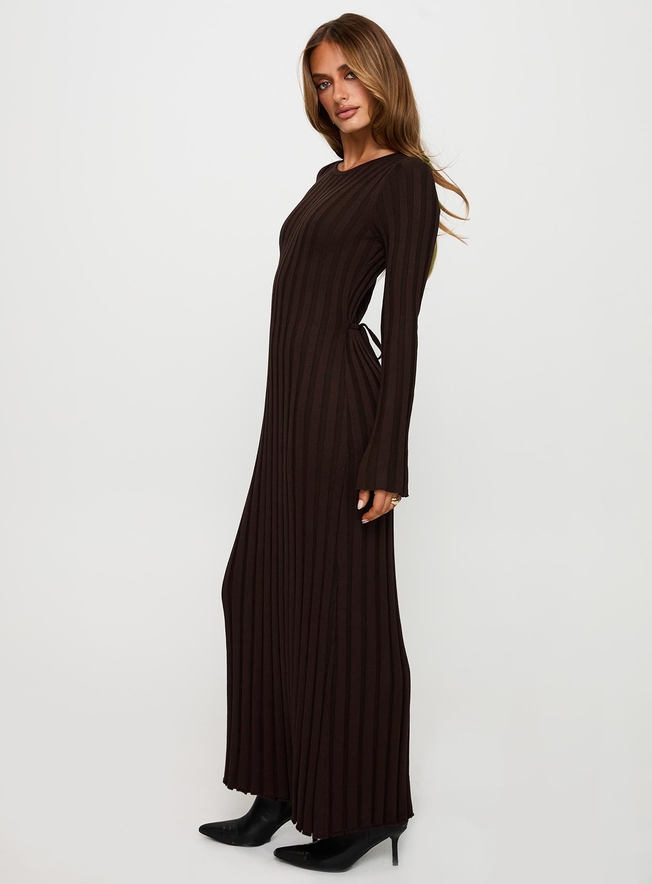 Vespa Long Sleeve Maxi Dress Brown、mySite、solidvoid