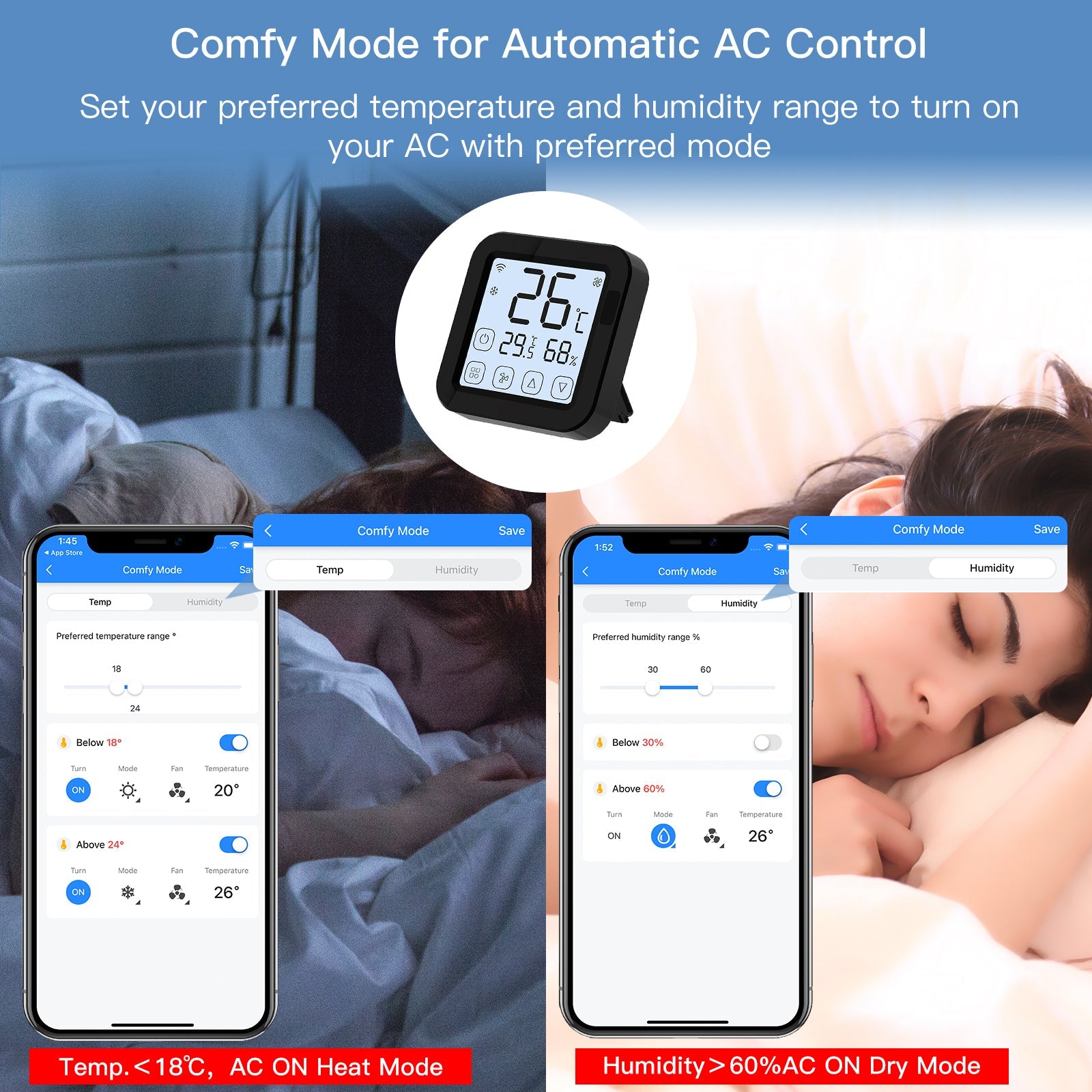 MOES Tuya WiFi Smart IR Thermostat AC Remote Controller Temperature and Humidity Sensor、mySite、fannypackpong