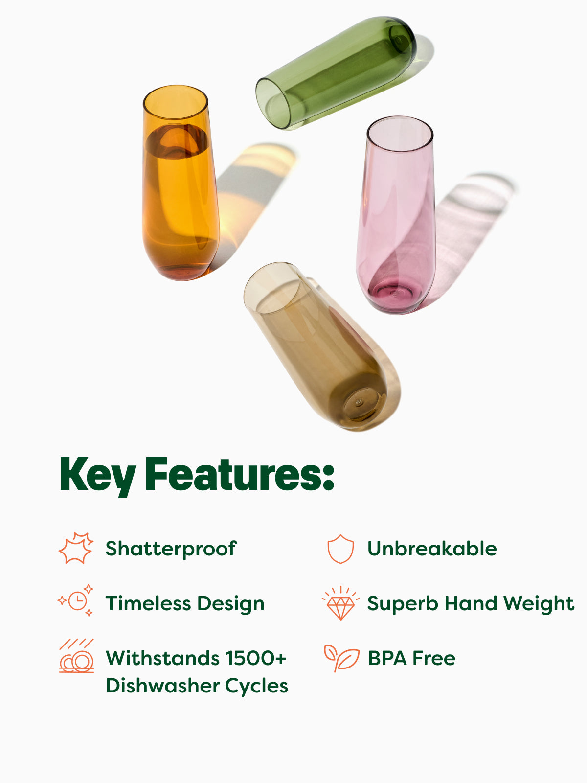 RESERVE 9oz Stemless Champagne Color Series Tritan Copolyester Glass - Bulk、mySite、camillekostekn