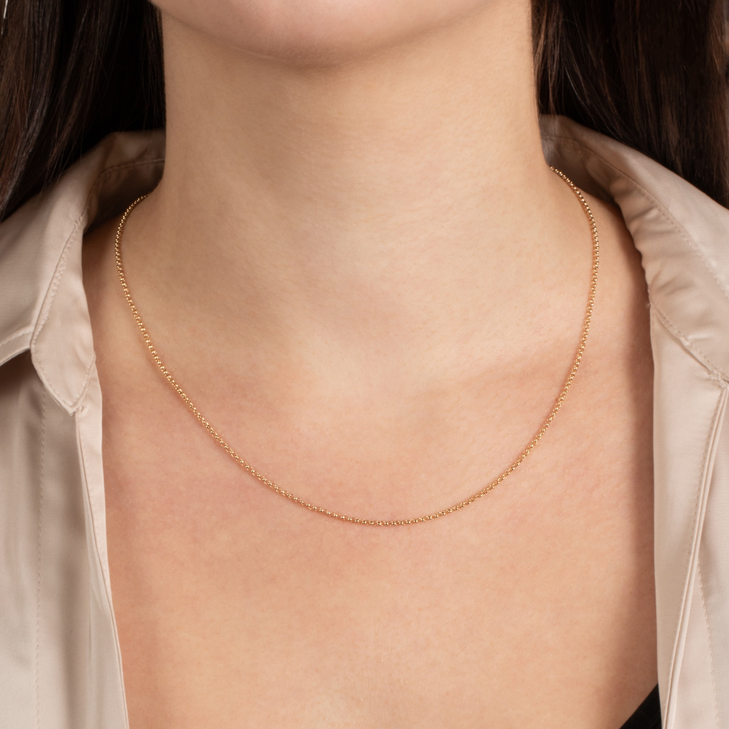 Estate 14K Yellow Gold 1.5MM Rolo Link Chain Necklace 18、mySite、hinf8tx79