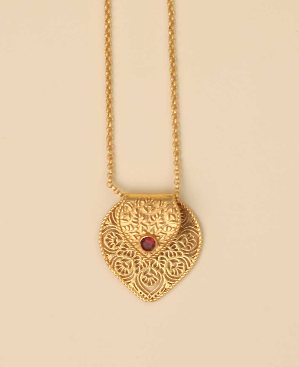 Birthstone Gemstone Gold Plated Brass Lotus Petal Mandala Necklace、mySite、topwebapps