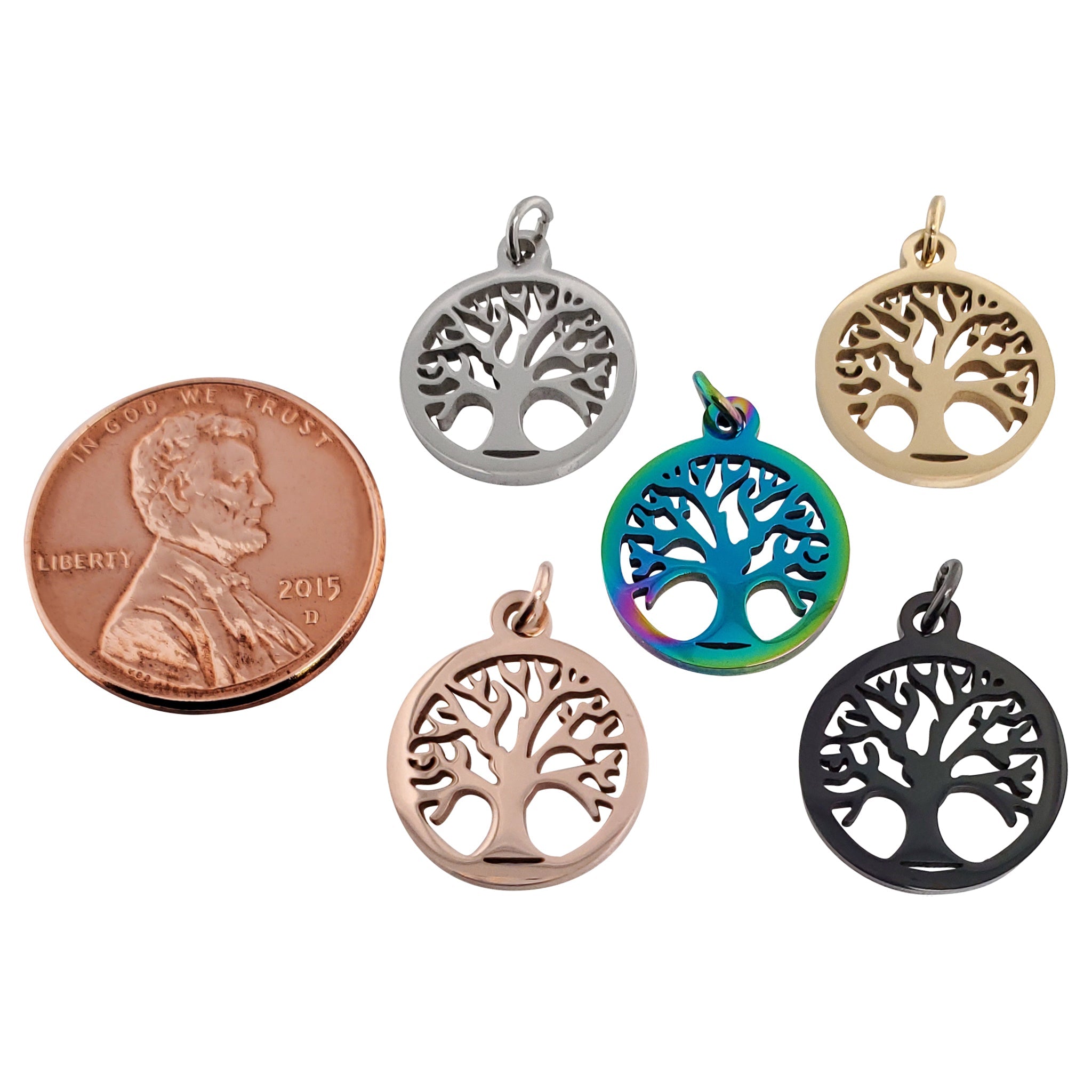 18K Gold PVD Coated Stainless Steel Tree of Life Charm / PDC9011、mySite、dreamappss