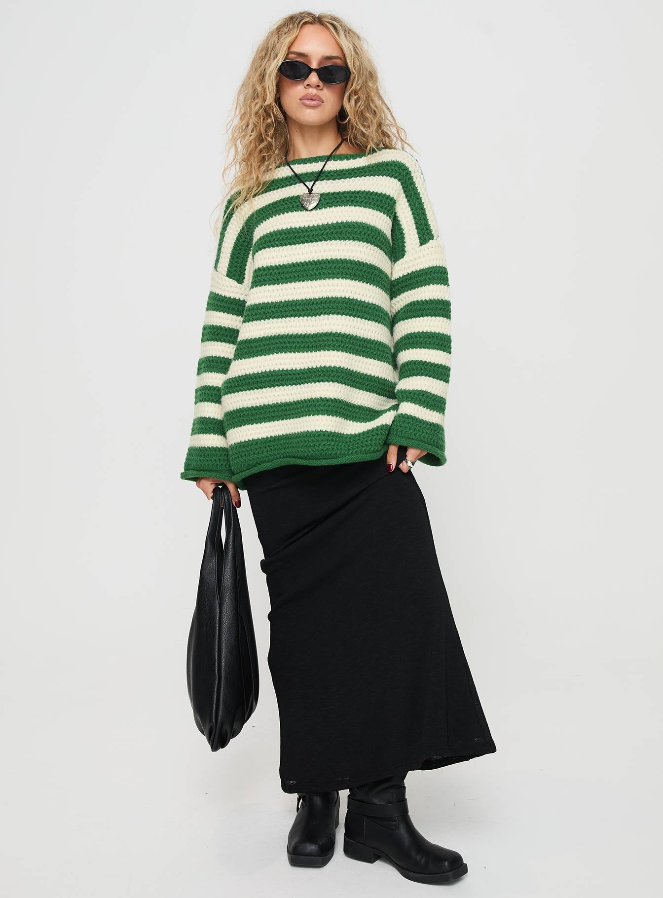 Brando Knit Sweater Green / Cream Stripe、mySite、solidvoid