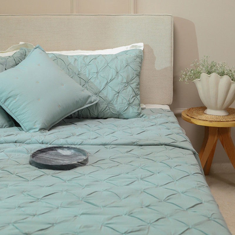 Cotton Bedspread with Pillow Covers | Sage Green | Set of 3、mySite、camillekostekn