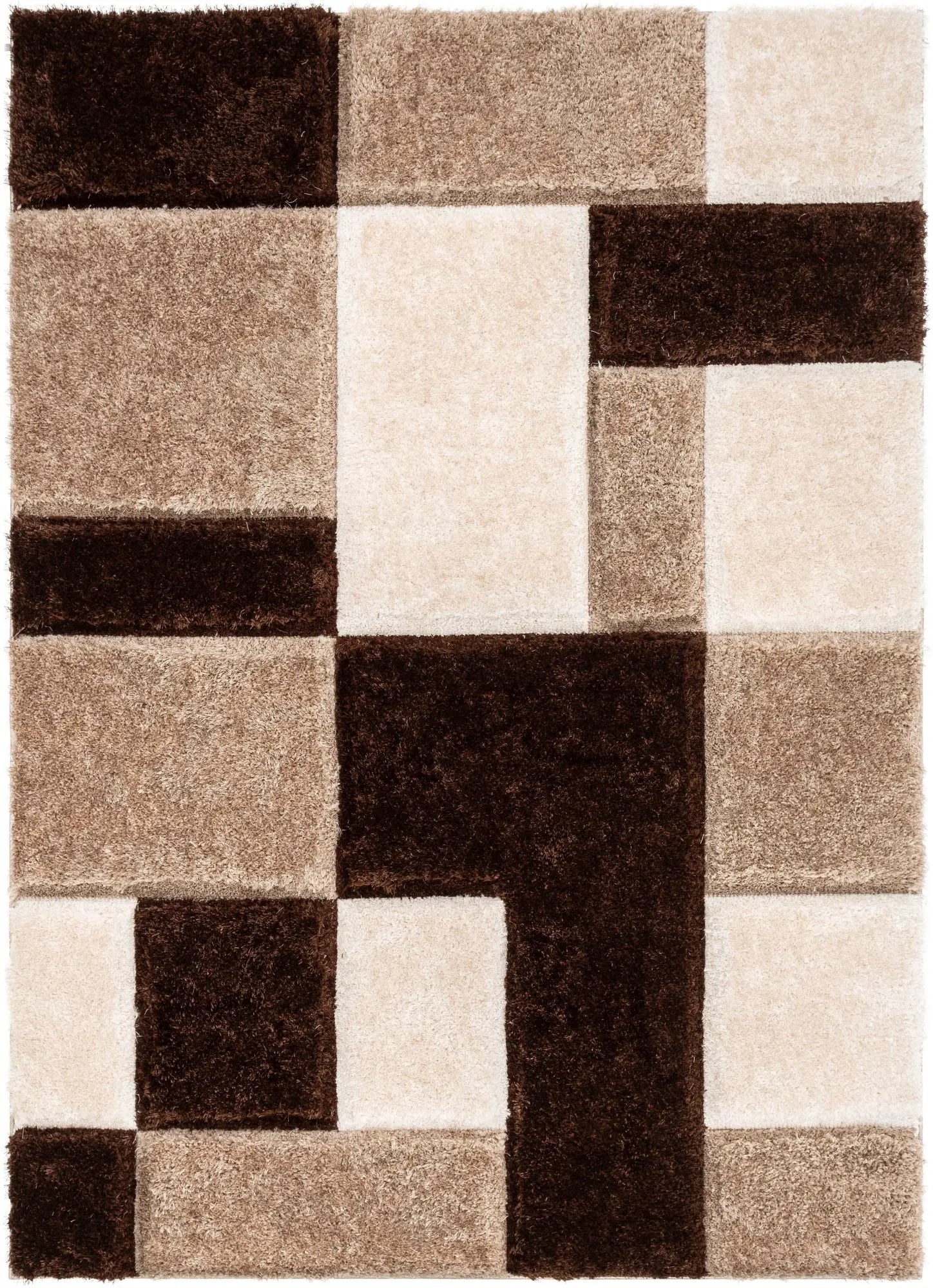 Escondido Brown Modern Geometric 3D Textured Shag Rug、mySite、gigharbornorthrealestate