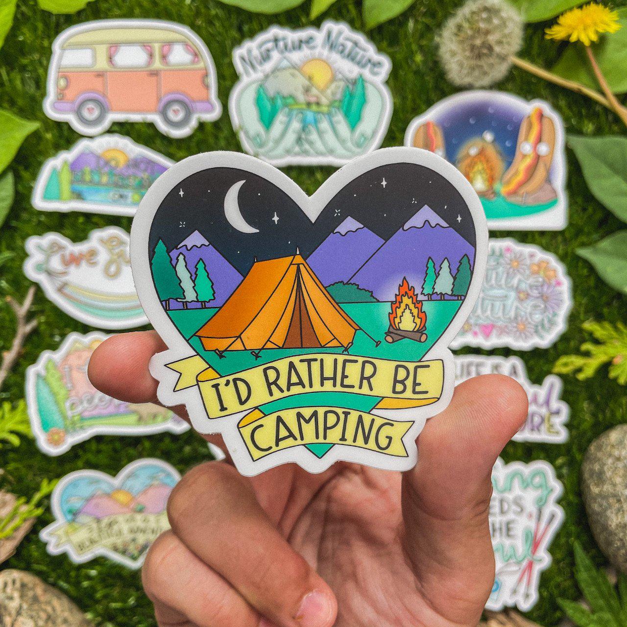  I'd Rather Be Camping Heart Nature Sticker、mySite、elrpsem3k