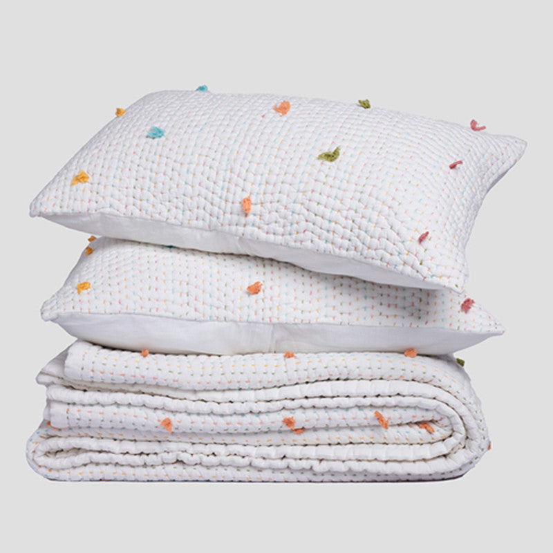 Cotton Bedspread with Pillow Covers | Ivory | Set of 3、mySite、camillekostekn