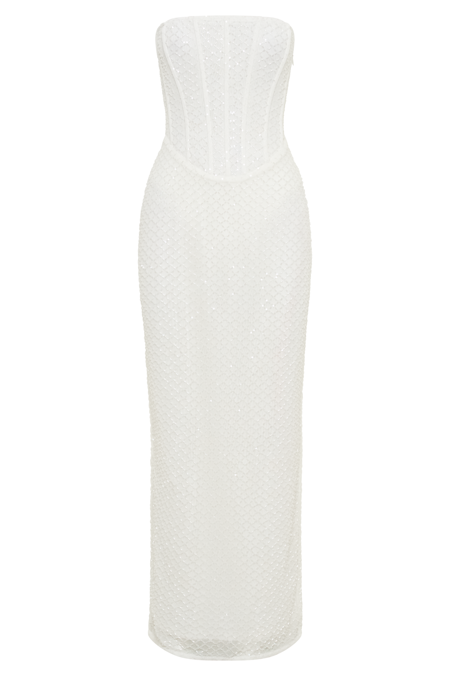 Gemma Strapless Sequin Maxi Dress - White、mySite、solidvoid