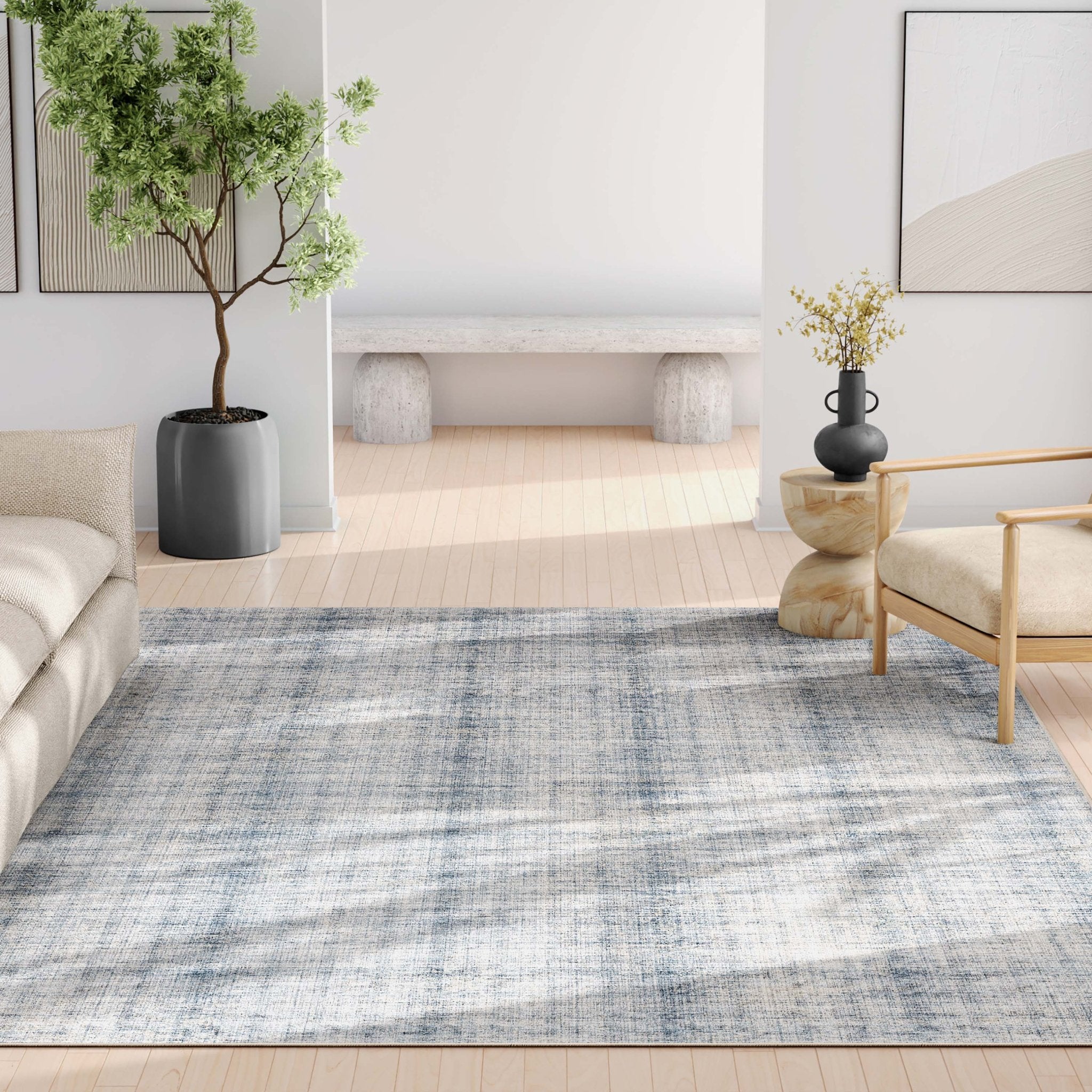 Rio Abstract Plaid Blue Cream Flatweave Rug、mySite、gigharbornorthrealestate