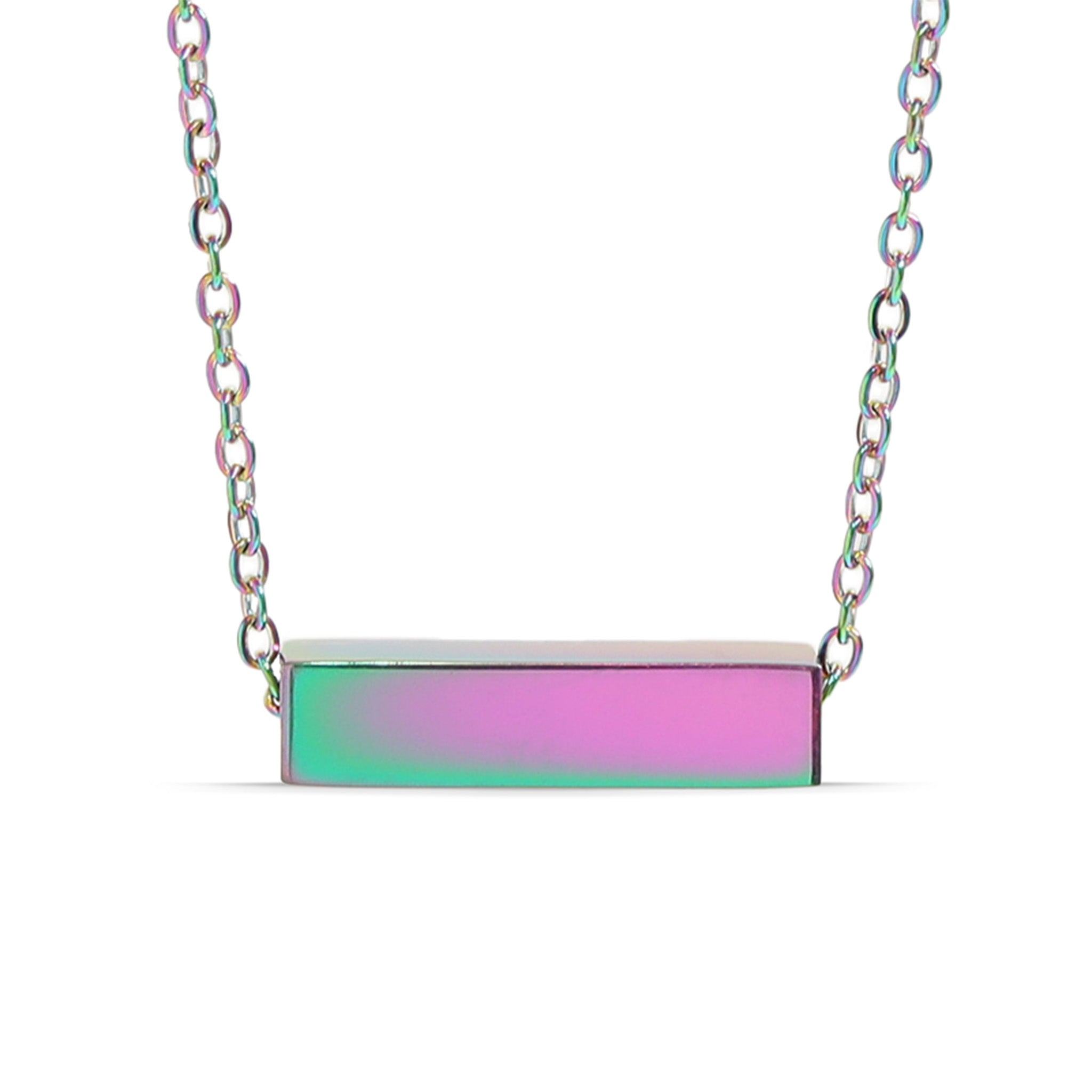 18K Gold PVD Stainless Steel Horizontal Mini Blank Bar Necklace / SBB0267、mySite、dreamappss