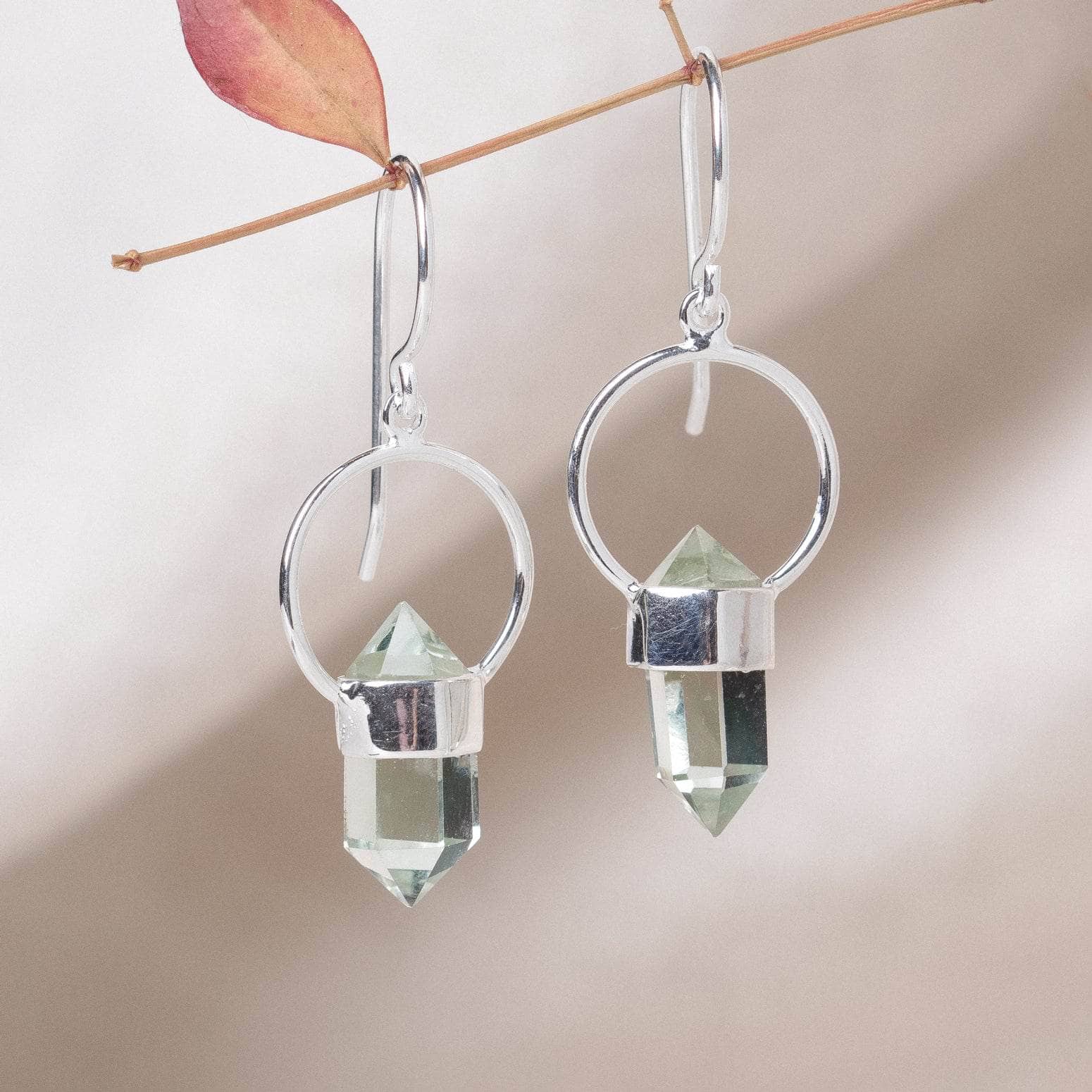 Green Amethyst Crystal Point Earrings、mySite、hinf8tx79