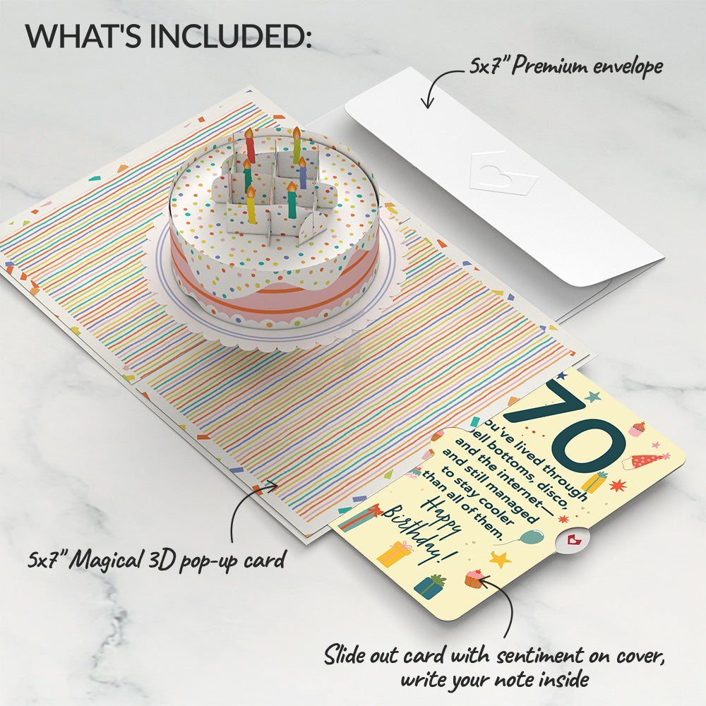 Happy 70th Birthday to You! Confetti Cake Pop-Up Card and Sentiment Set、mySite、solidvoid
