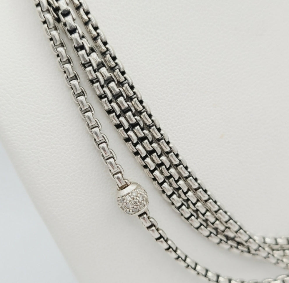 David Yurman Four Row Box Chain Necklace 鈥?Diamonds、mySite、hinf8tx79