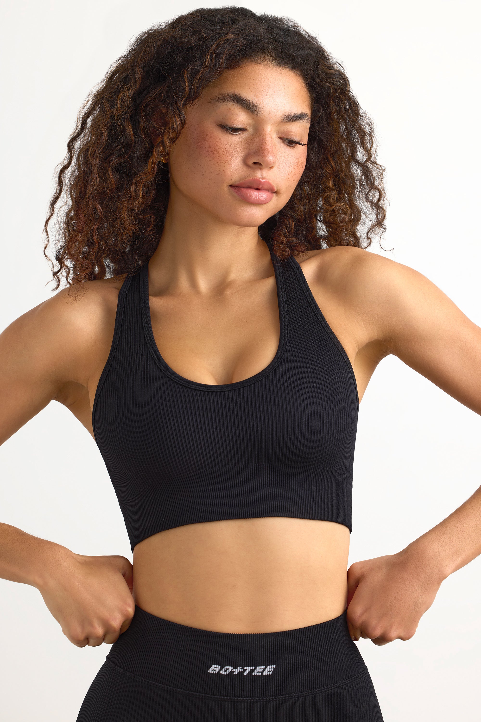 FlexiRib Racerback Sports Bra in Black、mySite、solidvoid