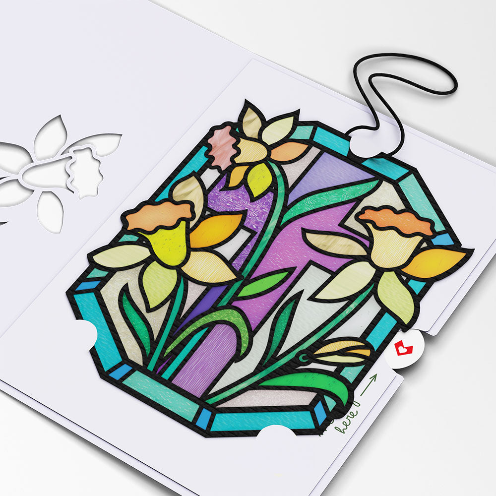 Happy Easter Daffodil Suncatcher Card、mySite、solidvoid